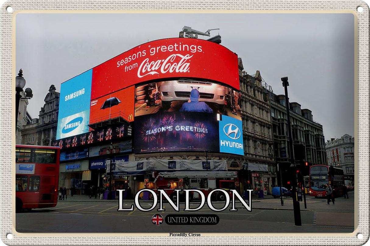 Blechschild Städte London Piccadilly Circus UK England 30x20cm Schild tin sign