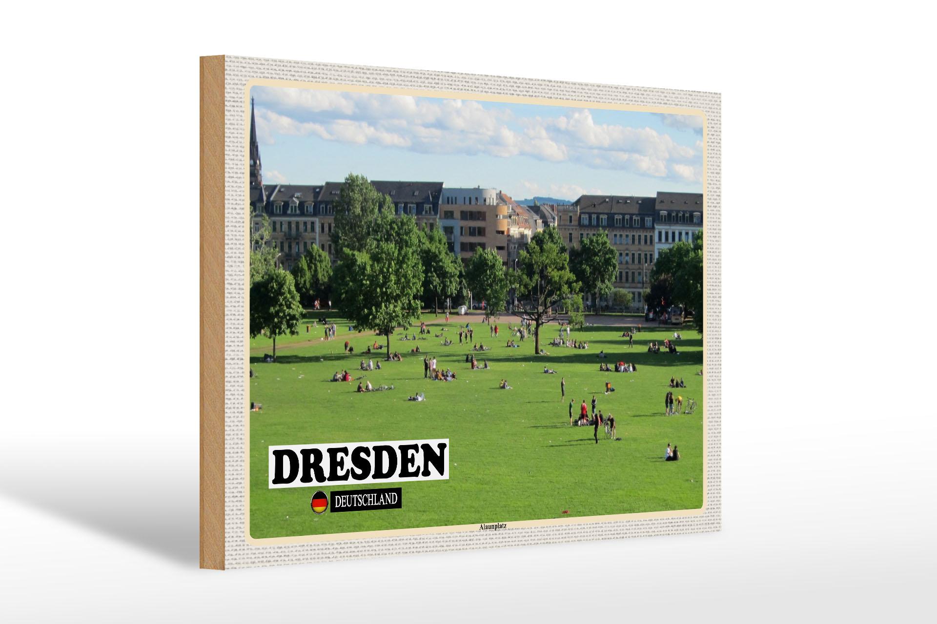 Holzschild Städte Dresden Deutschland Alaunplatz 30x20 cm Schild wooden sign