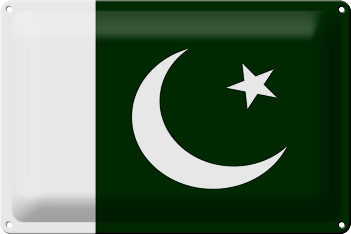 Blechschild Flagge Pakistan 30x20 cm Flag of Pakistan Deko Schild tin sign