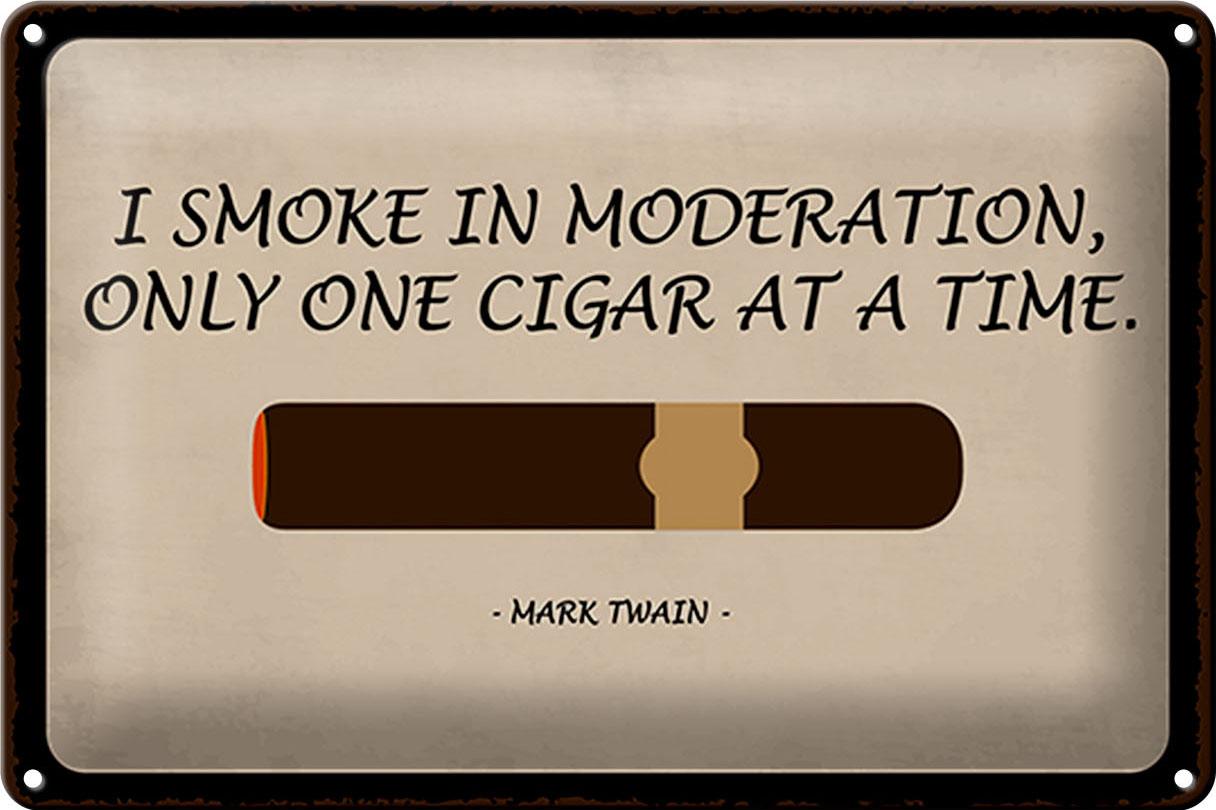 Blechschild Spruch 30x20cm i smoke in moderation only cigar Deko Schild tin sign