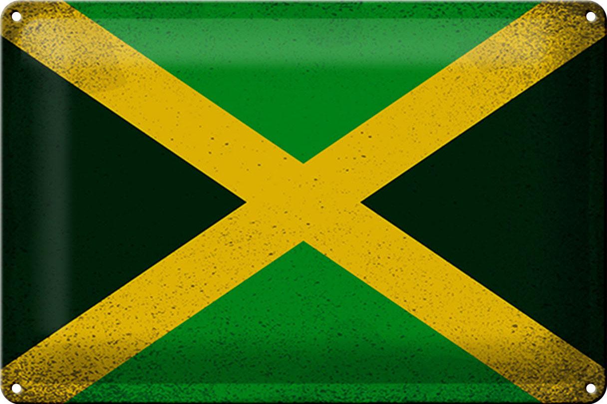 Blechschild Flagge Jamaika 30x20 cm Flag of Jamaica Vintage Deko Schild tin sign