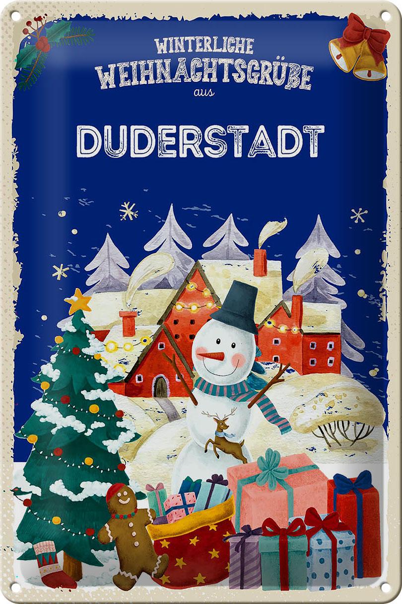 Blechschild Weihnachtsgrüße DUDERSTADT Geschenk Deko Schild tin sign 20x30 cm