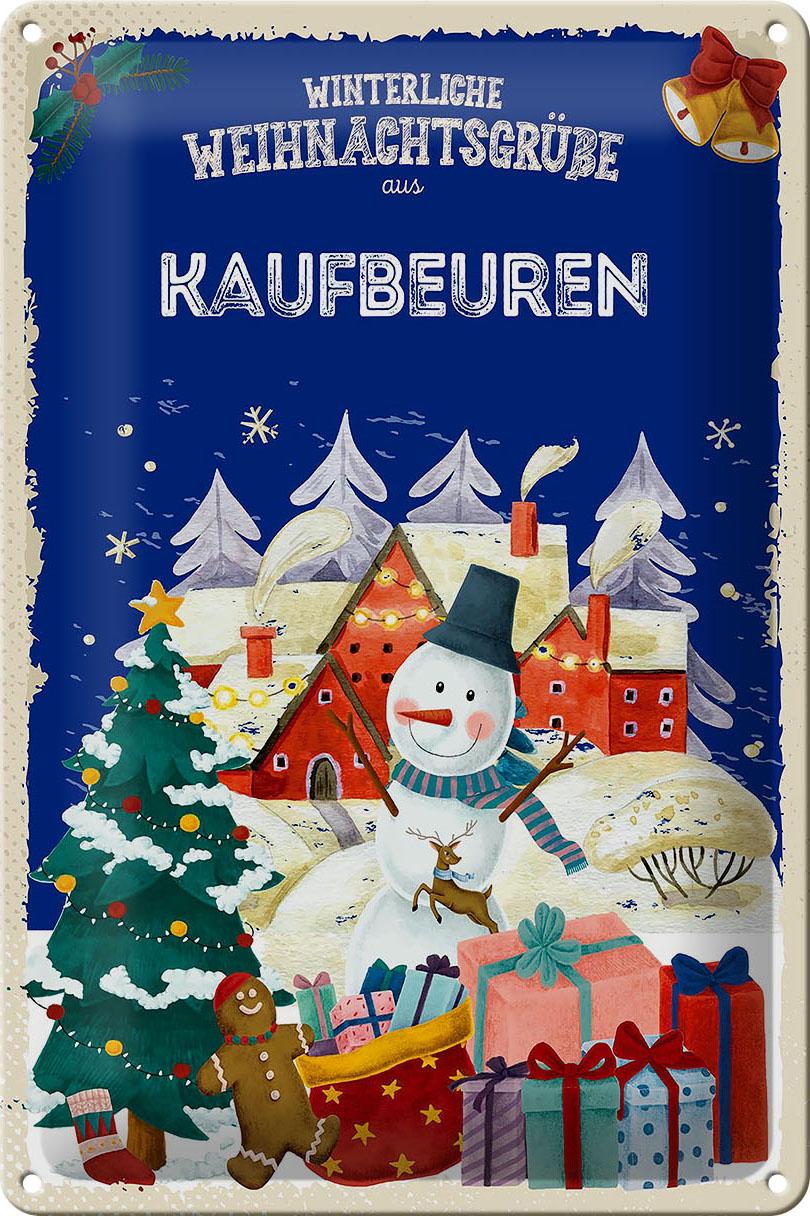 Blechschild Weihnachtsgrüße KAUFBEUREN Geschenk Deko Schild tin sign 20x30 cm