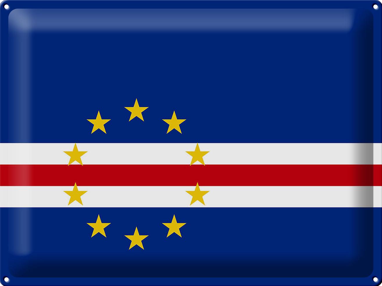 Blechschild Flagge Kap Verde 40x30 cm Flag of Cape Verde Deko Schild tin sign