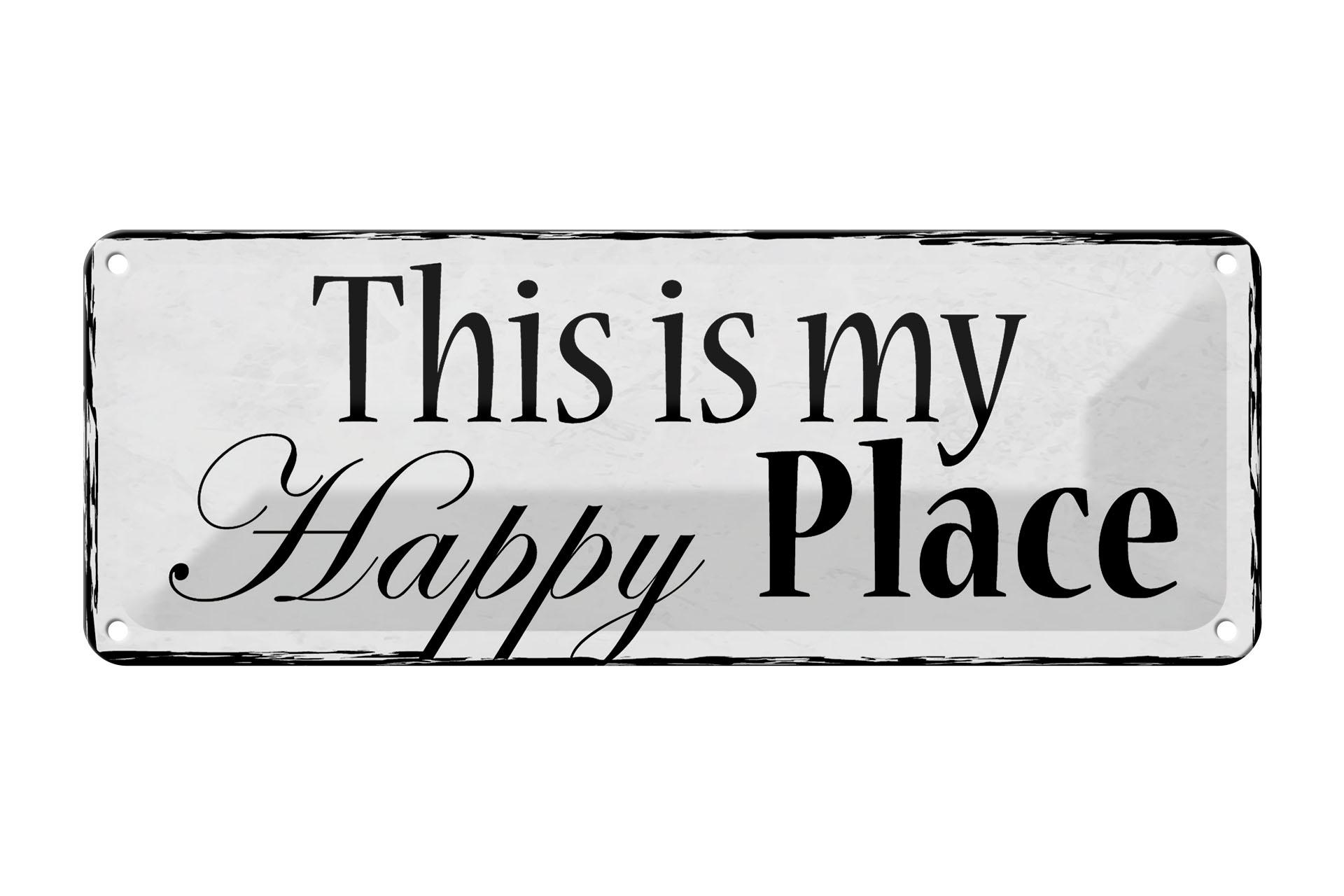 Blechschild Spruch 27x10 cm this is my Happy Place Deko Schild tin sign