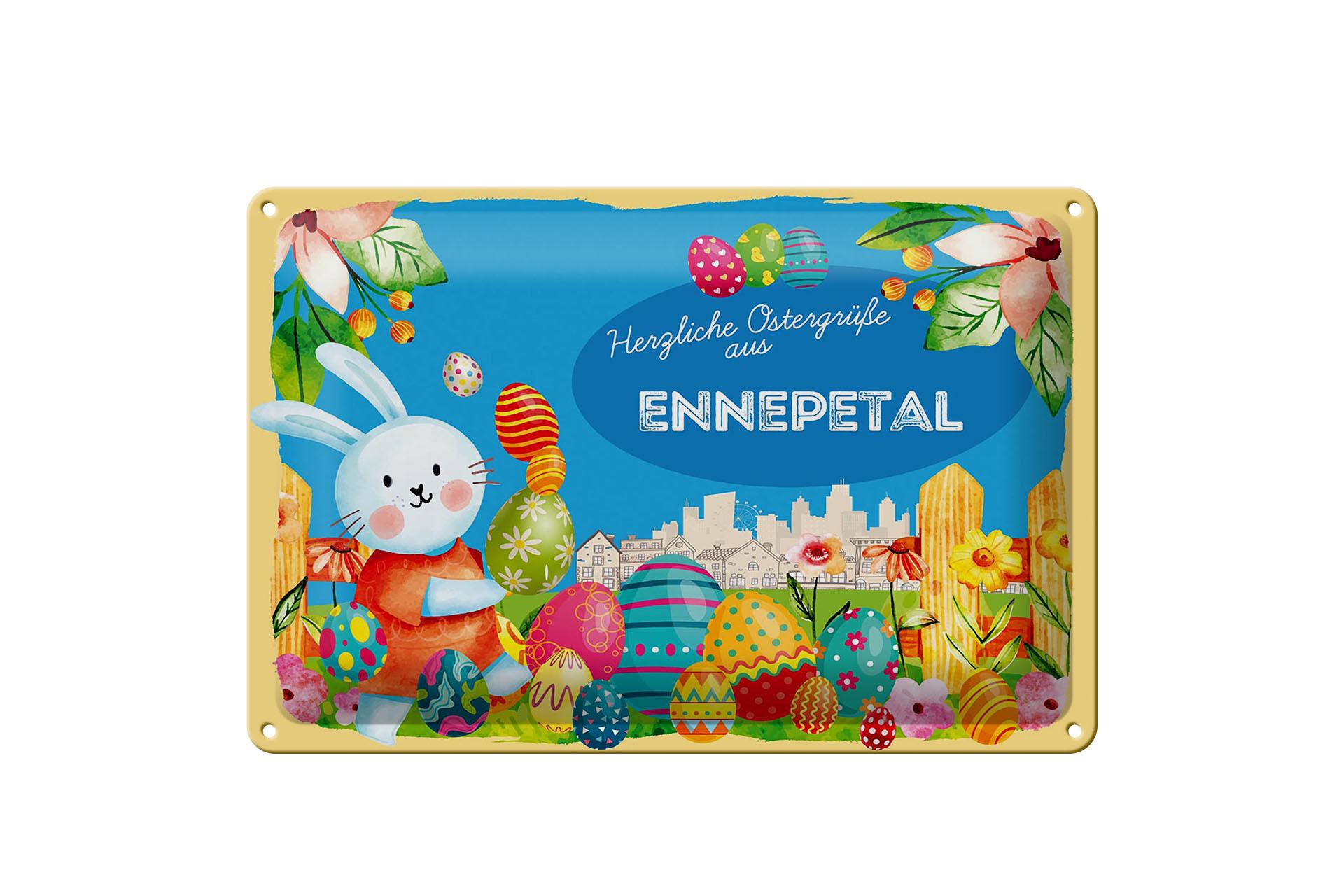 Blechschild Ostern Ostergrüße 30x20cm ENNEPETAL Geschenk Deko tin sign