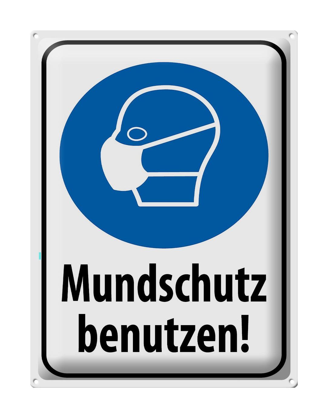Blechschild Hinweis 30x40 cm Mundschutz benutzen Maske Deko Schild tin sign