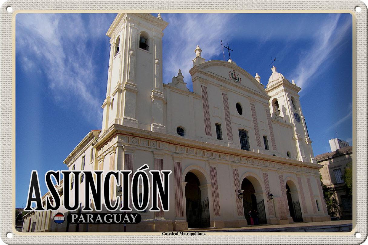 Blechschild Reise 30x20 cm Asuncion Paraguay Catedral Metropolitana tin sign