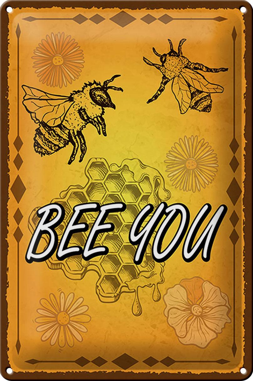 Blechschild Hinweis 20x30 cm Bee you Biene Honig Imkerei Deko Schild tin sign
