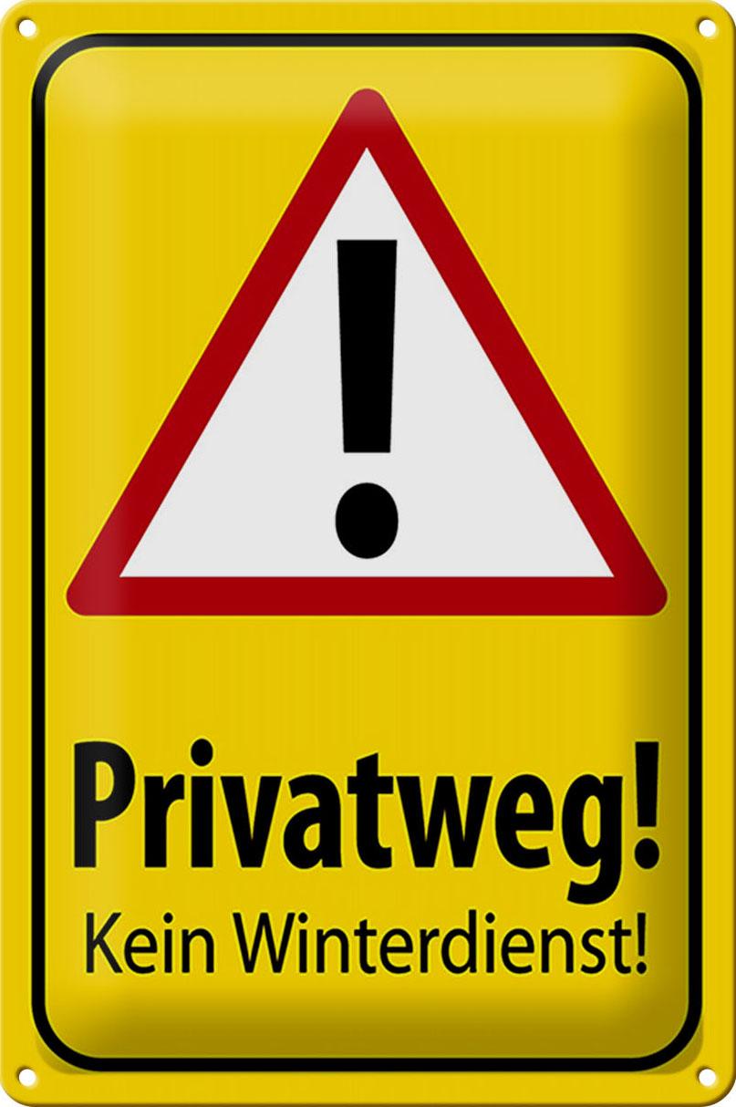 Blechschild Hinweis 20x30 cm Privatweg kein Winterdienst Deko Schild tin sign