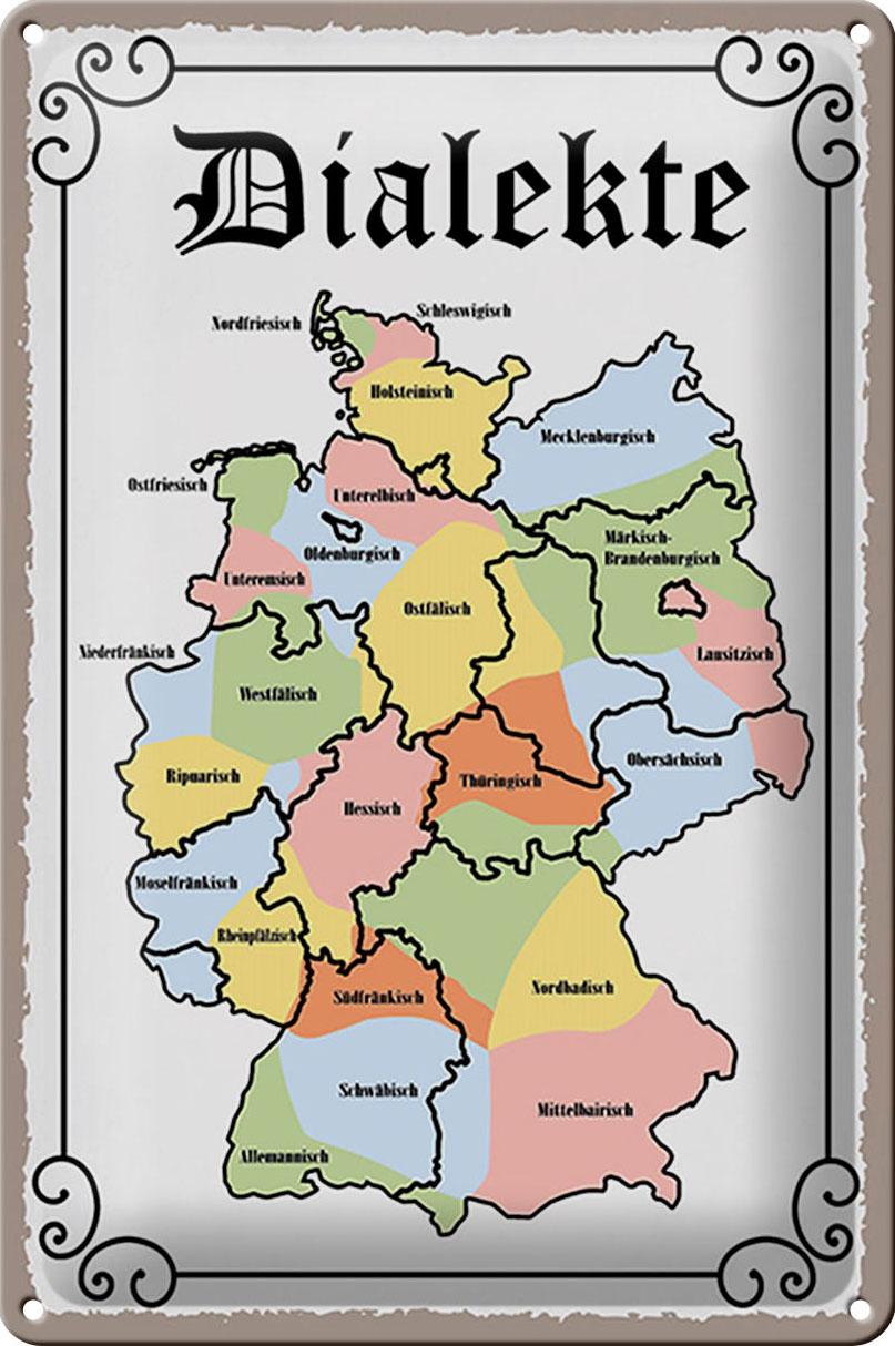 Blechschild Spruch 20x30 cm Dialekte Karte Bundesländer Deko Schild tin sign