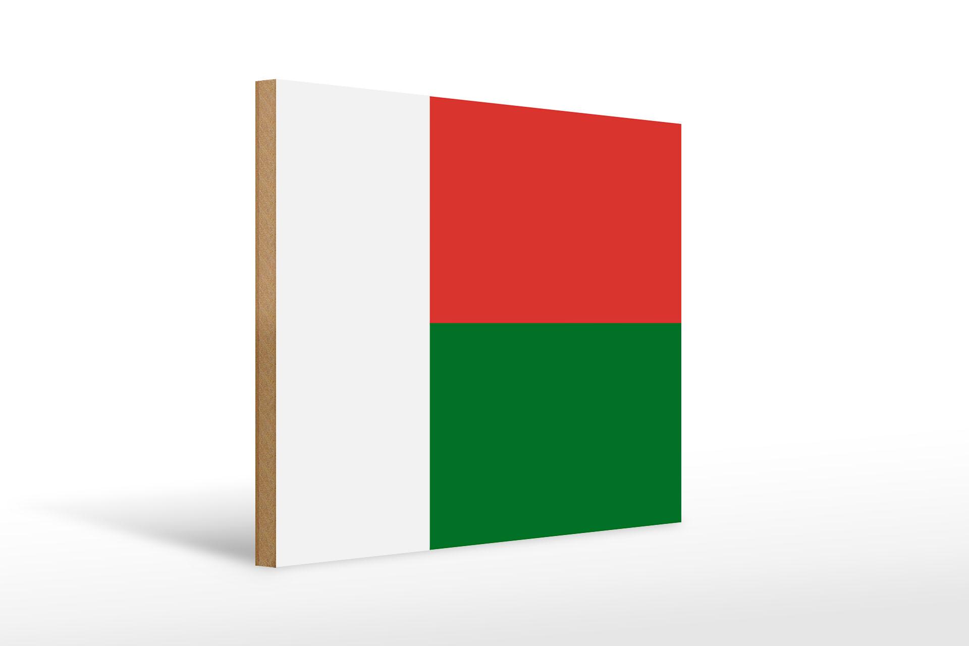 Holzschild Flagge Madagaskars 40x30 cm Flag of Madagascar Schild wooden sign