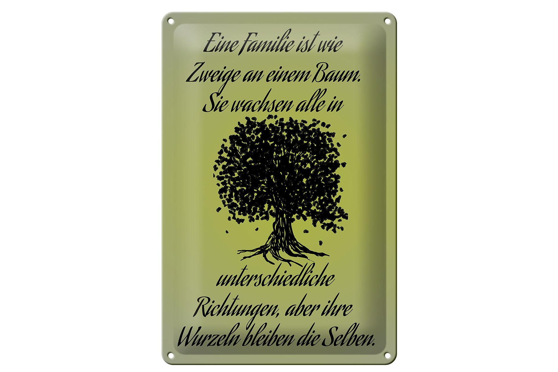 Blechschild Spruch 20x30 cm Familie ist wie Zweige an Baum Deko Schild tin sign