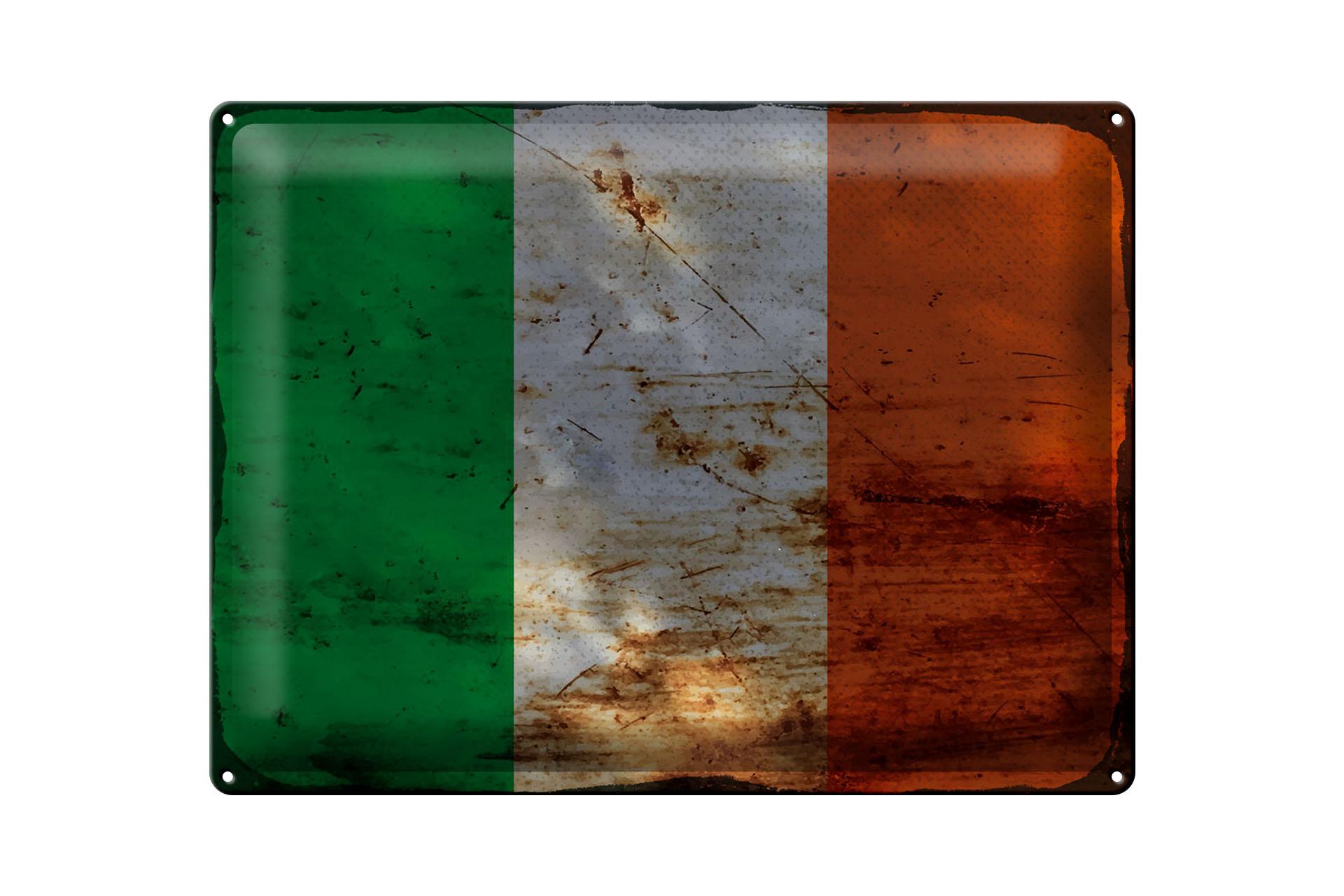 Blechschild Flagge Irland 40x30 cm Flag of Ireland Rost Deko Schild tin sign