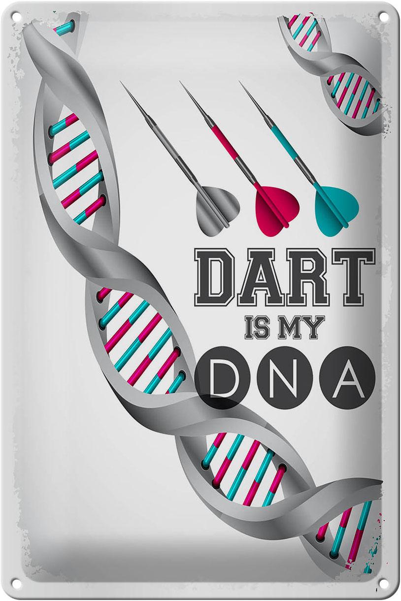 Blechschild Spruch Sportart Dart is my DNA 20x30 cm Geschenk Schild tin sign