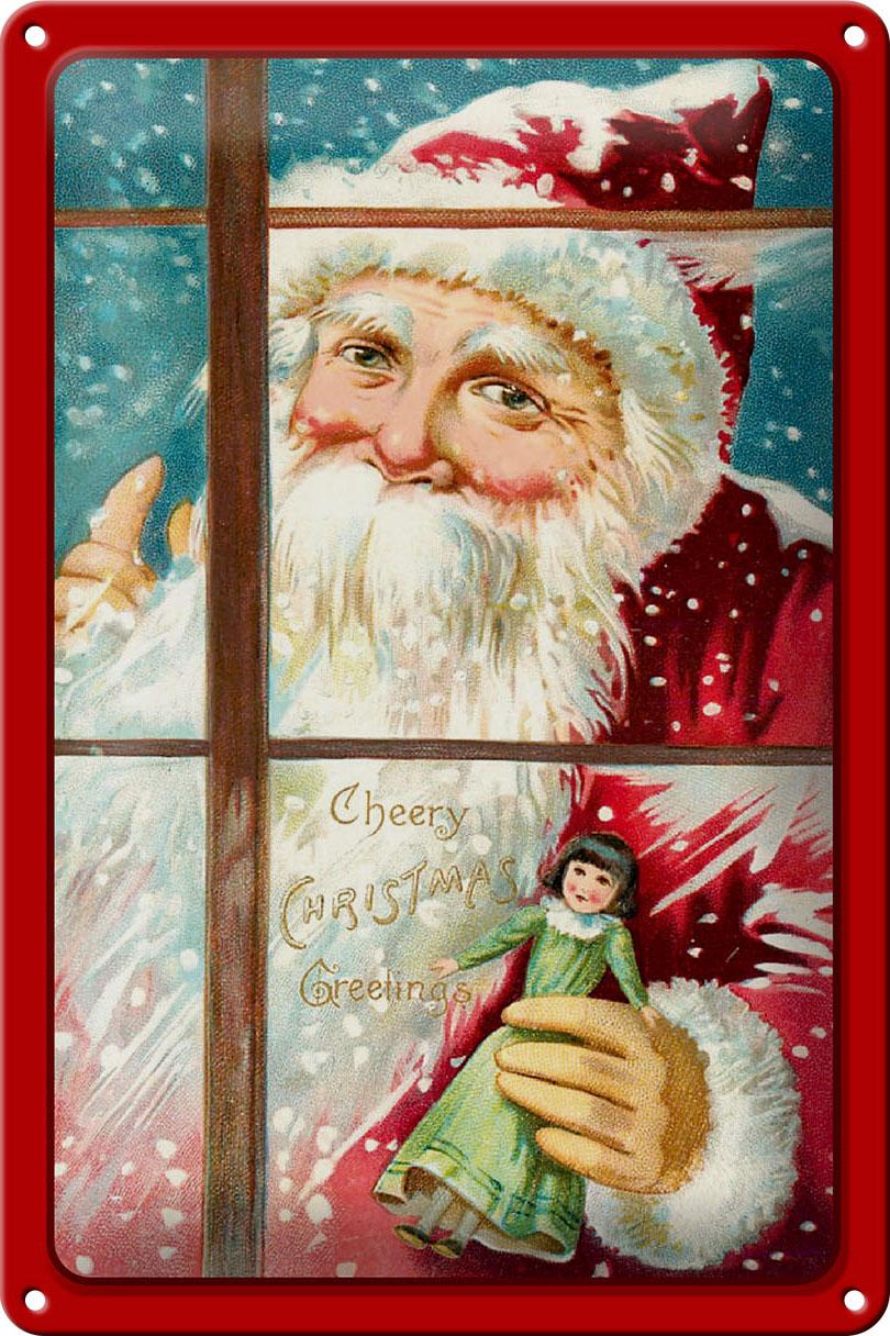 Blechschild Weihnachtsmann Geschenke Christmas 20x30 cm Deko Schild tin sign
