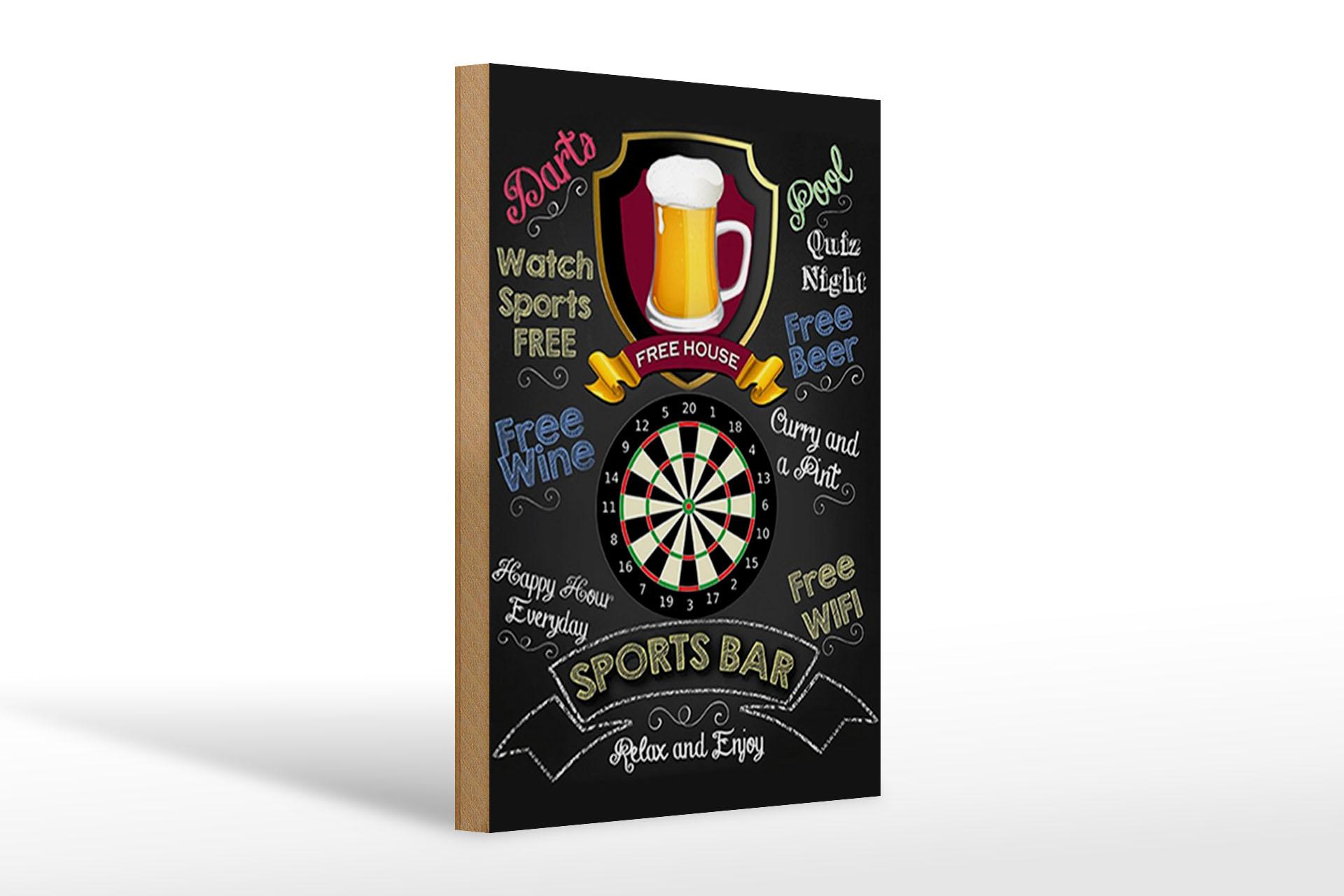 Holzschild Spruch 20x30cm sports bar Darts relax and enjoy Deko Schild wooden sign