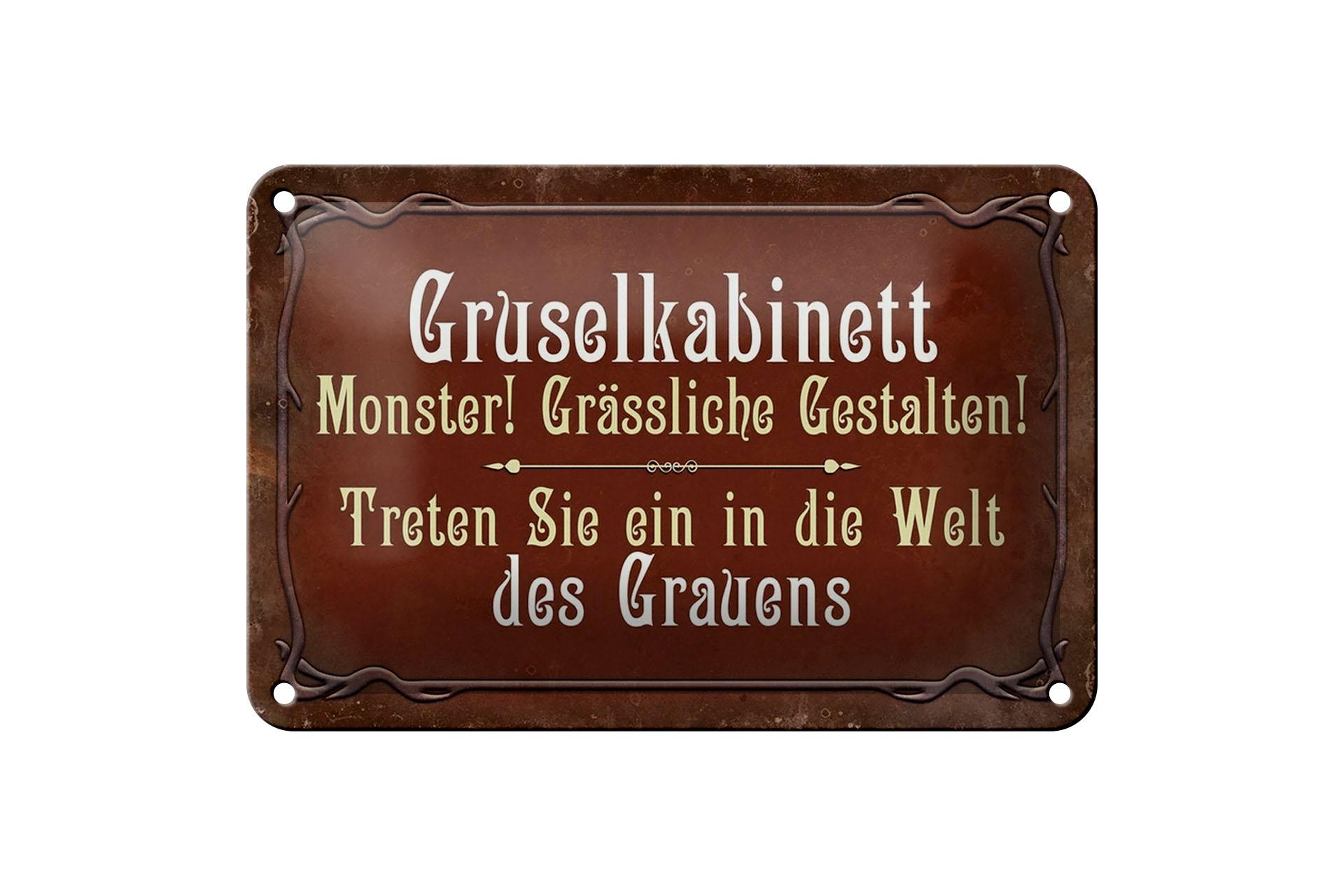 Blechschild Spruch 18x12 cm Gruselkabinett treten Sie ein Deko Schild