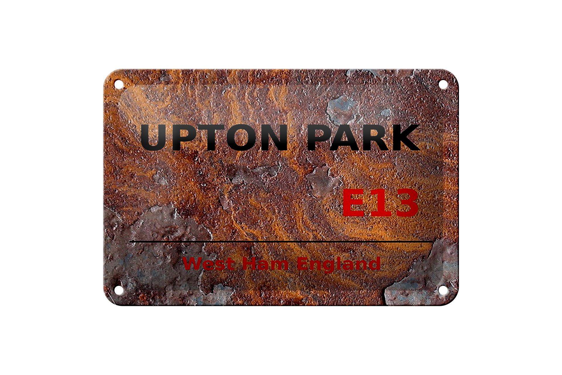 Blechschild England 18x12cm West Ham Upton Park E13 Metall Deko Schild