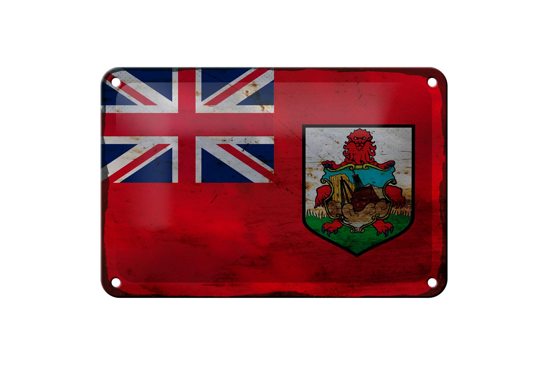 Blechschild Flagge Bermuda 18x12 cm Flag of Bermuda Rost Deko Schild