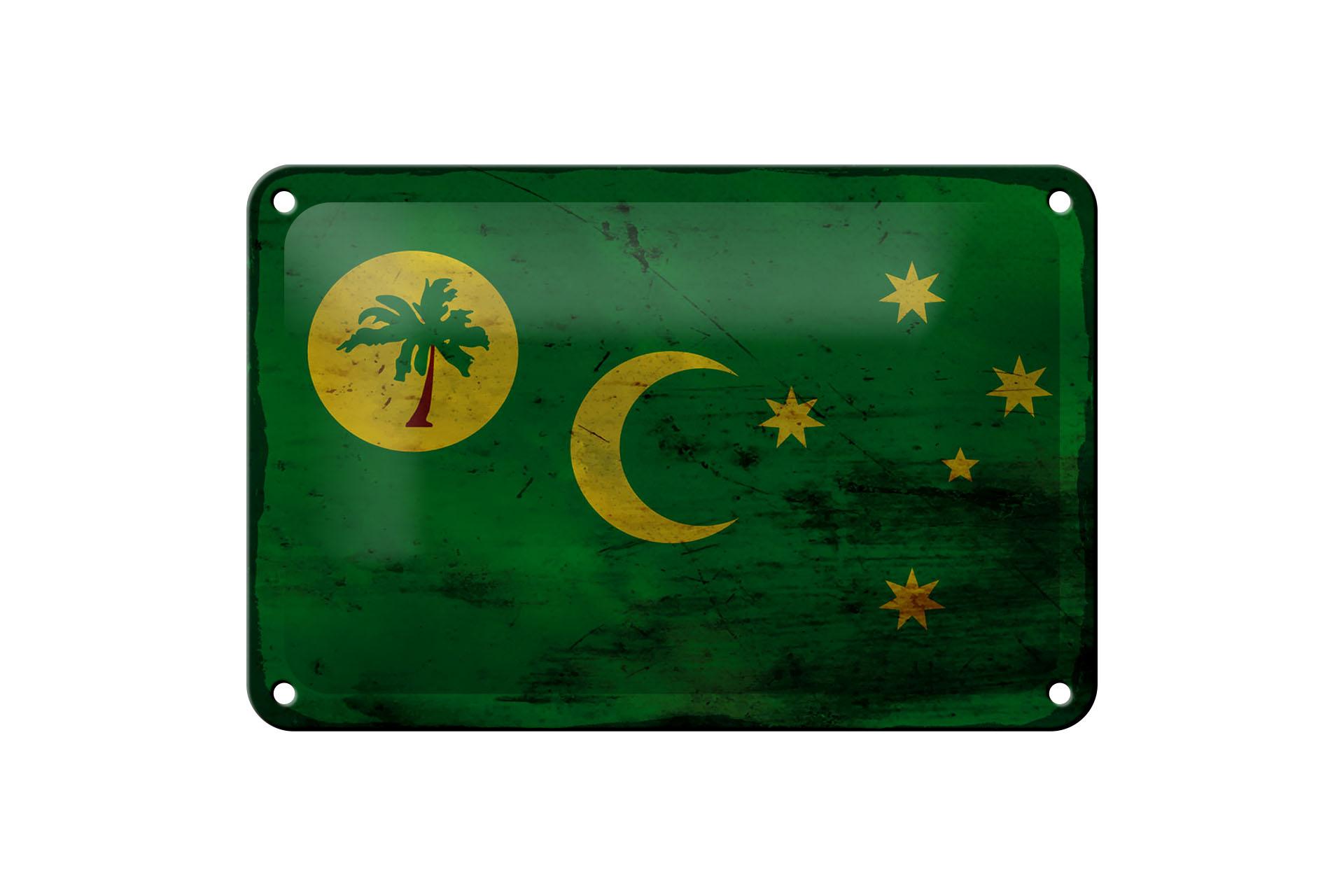 Blechschild Flagge Kokosinseln 18x12 cm Cocos Islands Rost Deko Schild