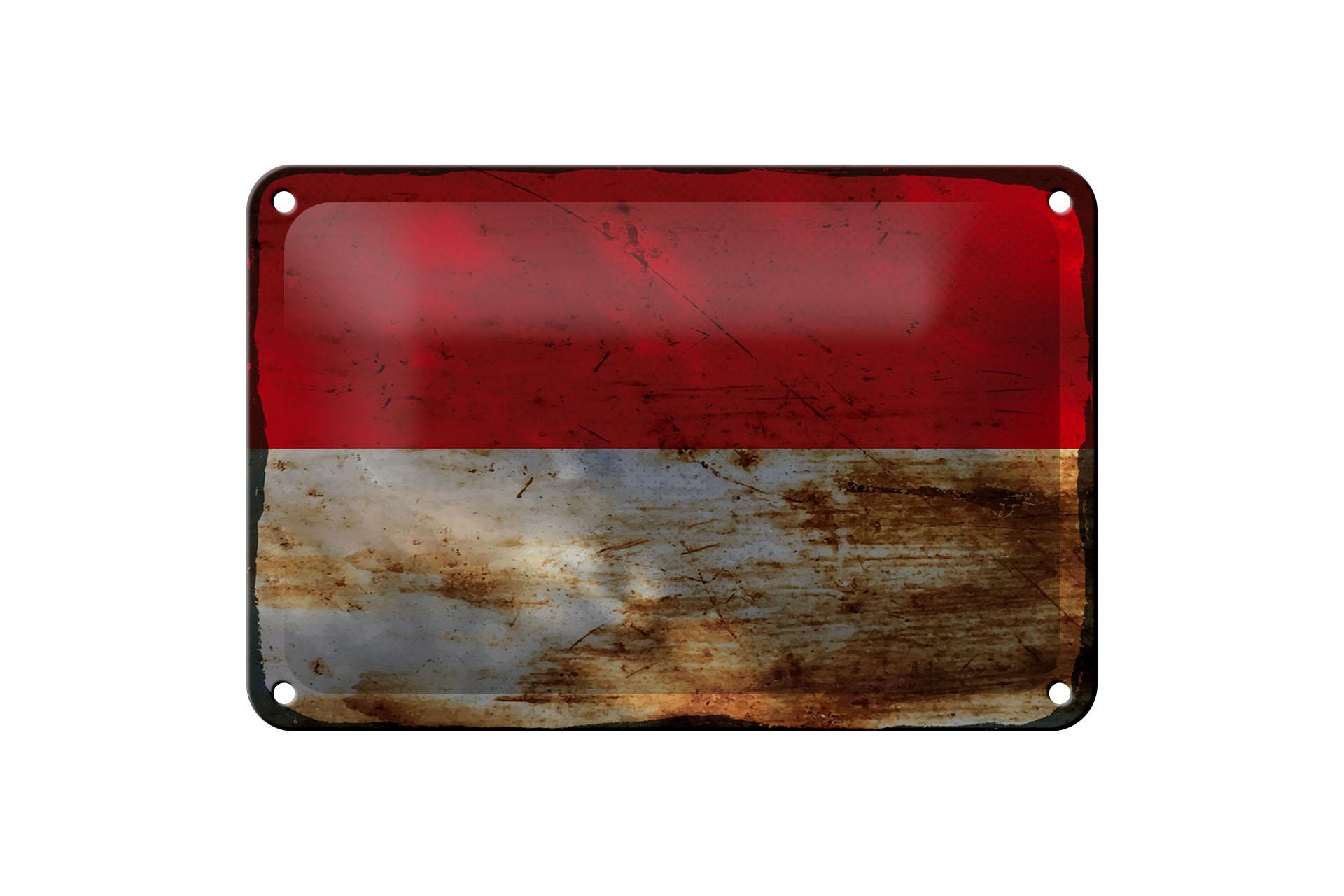 Blechschild Flagge Indonesien 18x12 cm Flag Indonesia Rost Deko Schild