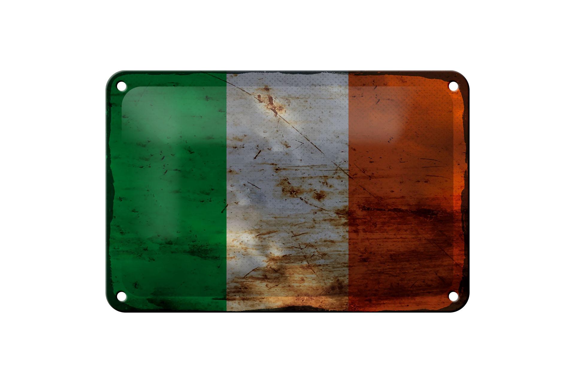 Blechschild Flagge Irland 18x12 cm Flag of Ireland Rost Deko Schild