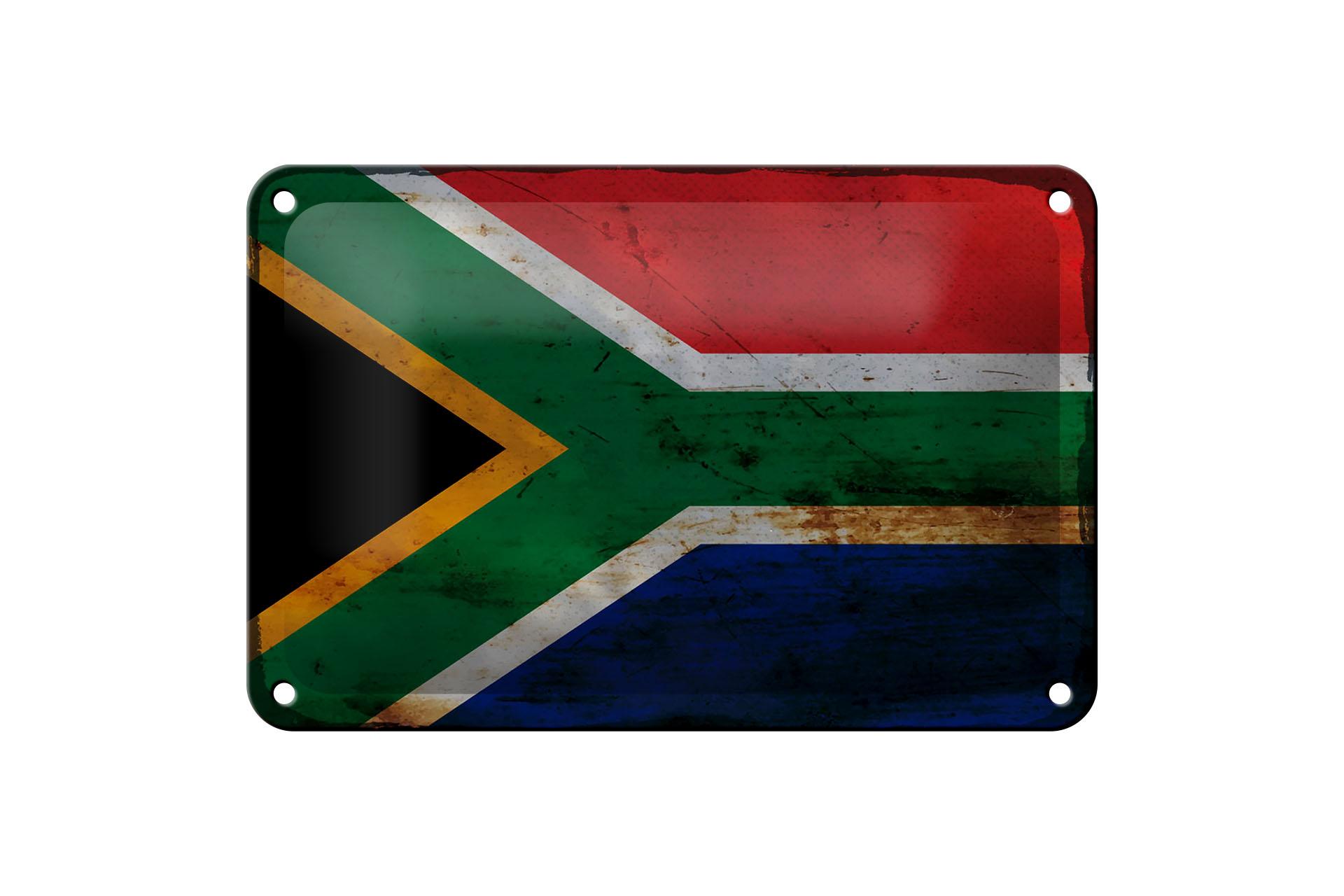 Blechschild Flagge Südafrika 18x12 cm South Africa Rost Deko Schild