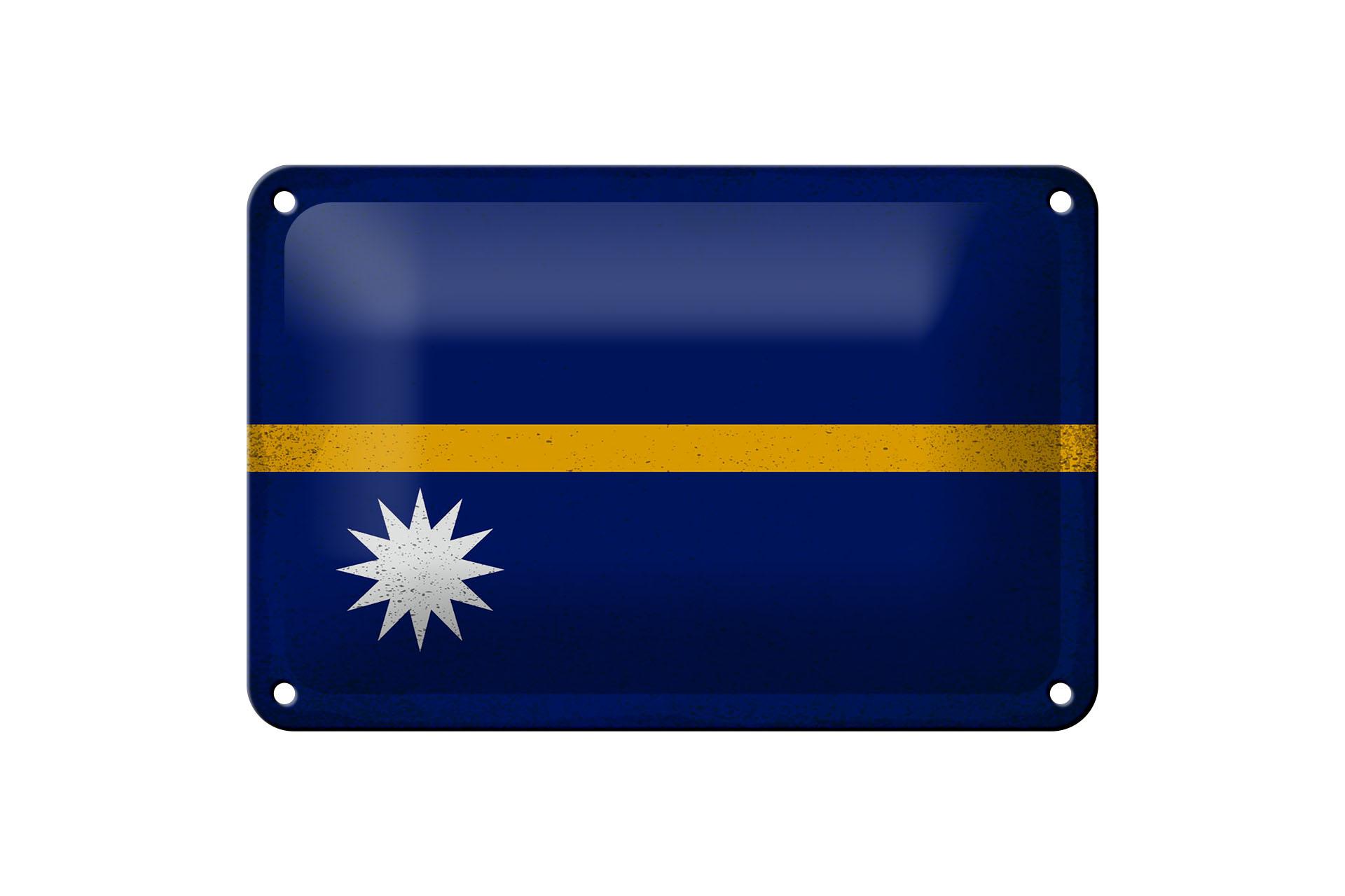 Blechschild Flagge Nauru 18x12 cm Flag of Nauru Vintage Deko Schild