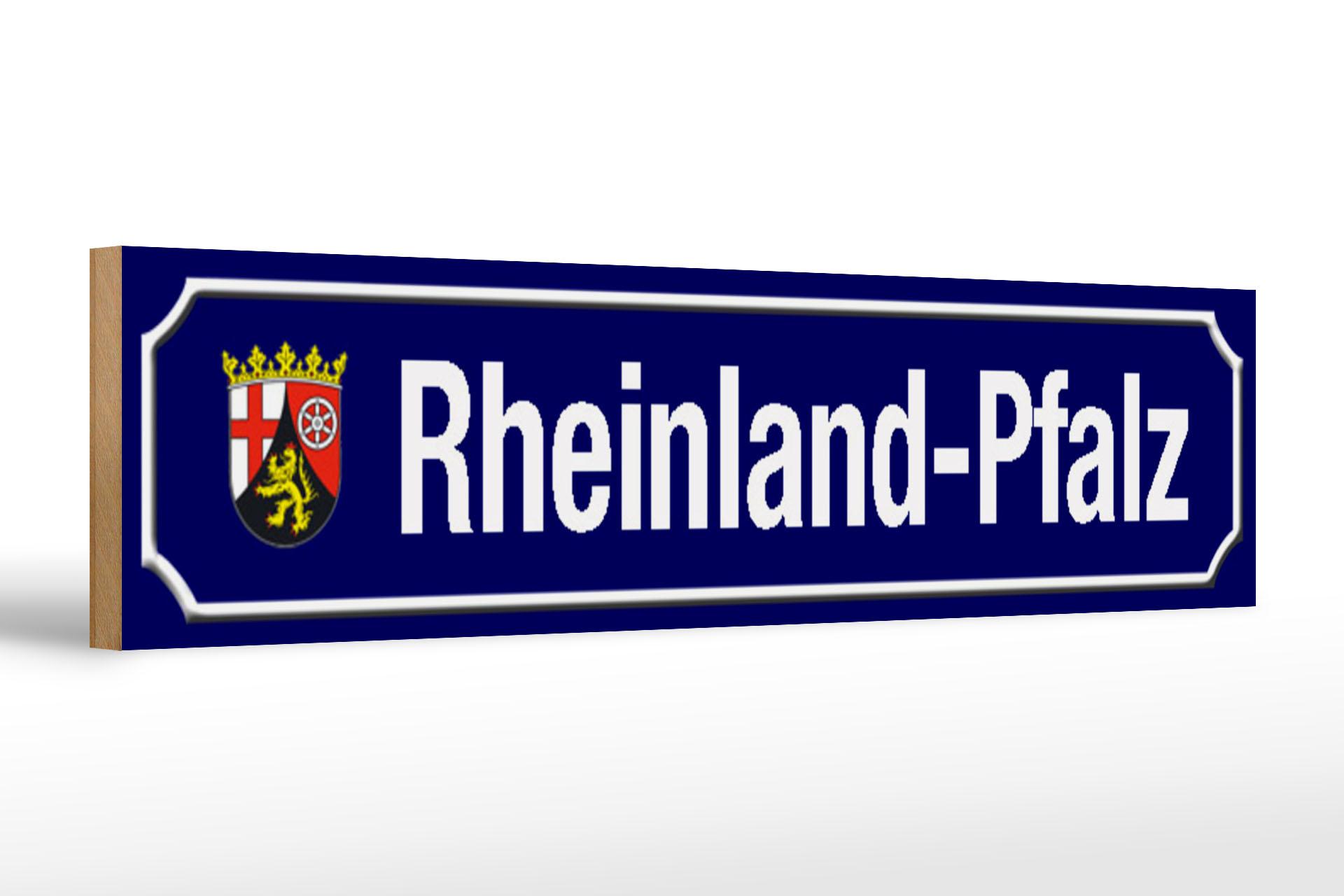 Holzschild Straßenschild 46x10 cm Rheinland-Pfalz Wappen Deko Schild wooden sign