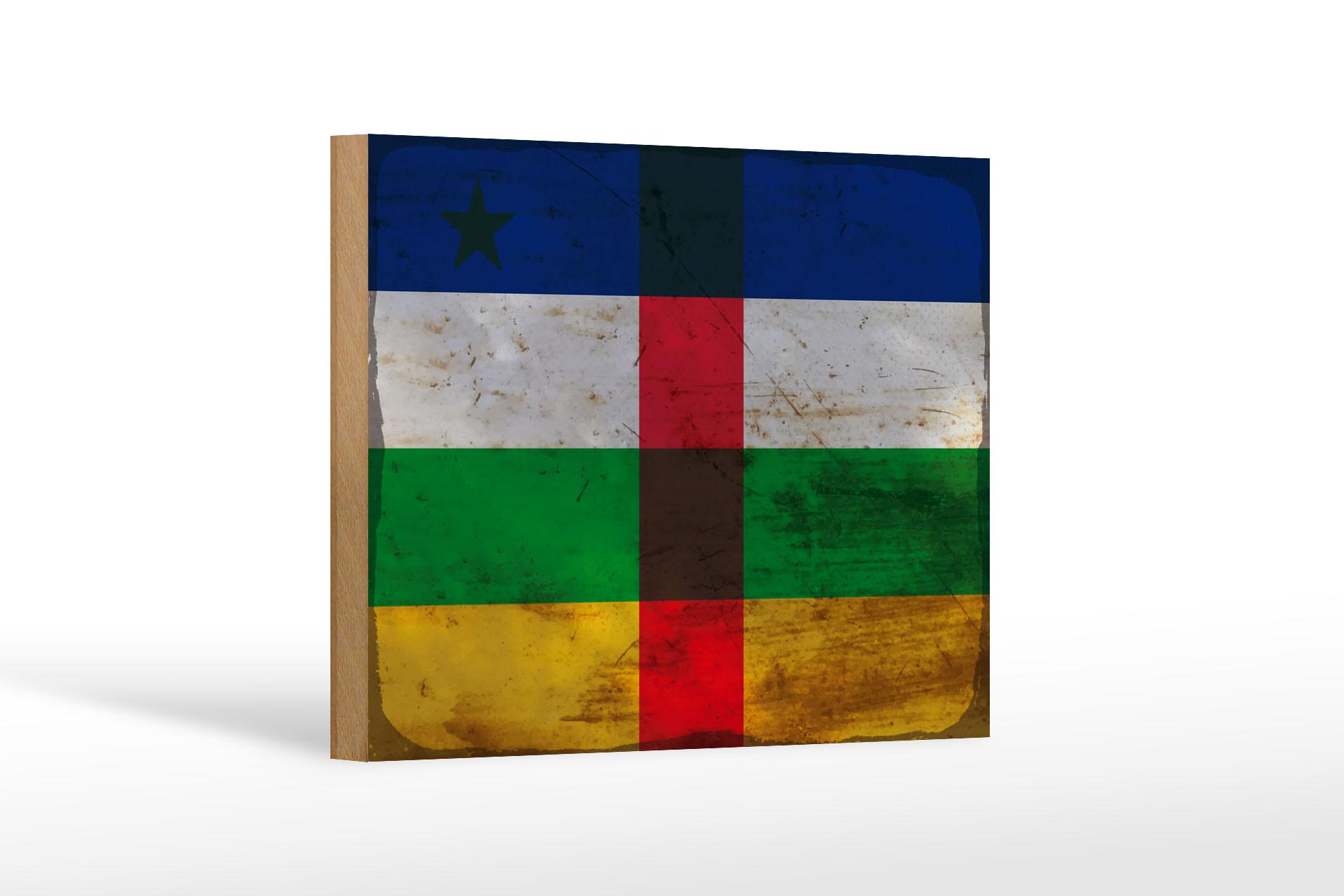 Holzschild Flagge Zentralafrikanische Republik 18x12 cm RO Deko Schild