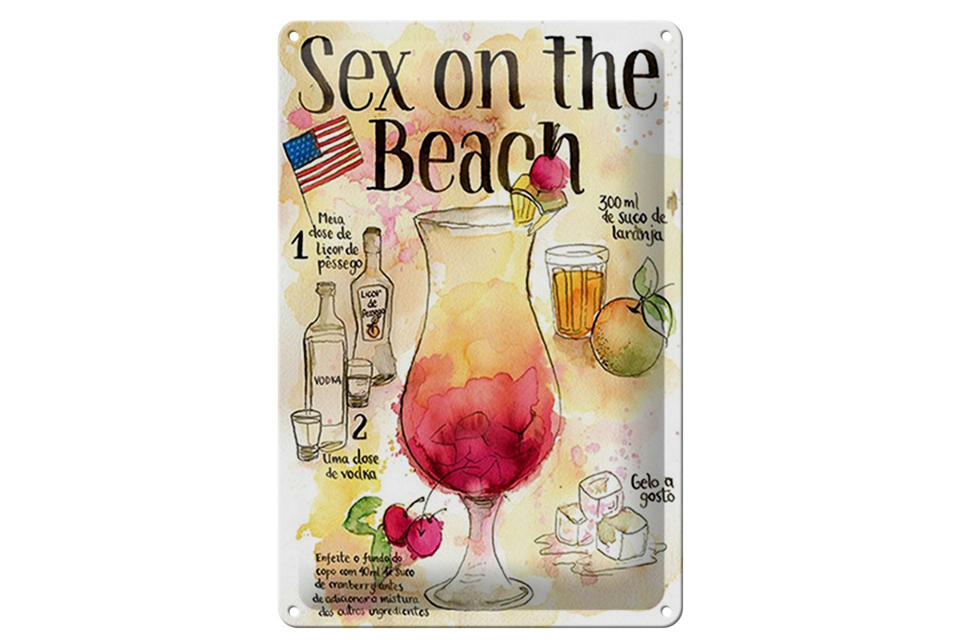Blechschild Rezept 20x30 cm Sex on the Beach Licor Vodka Deko Schild