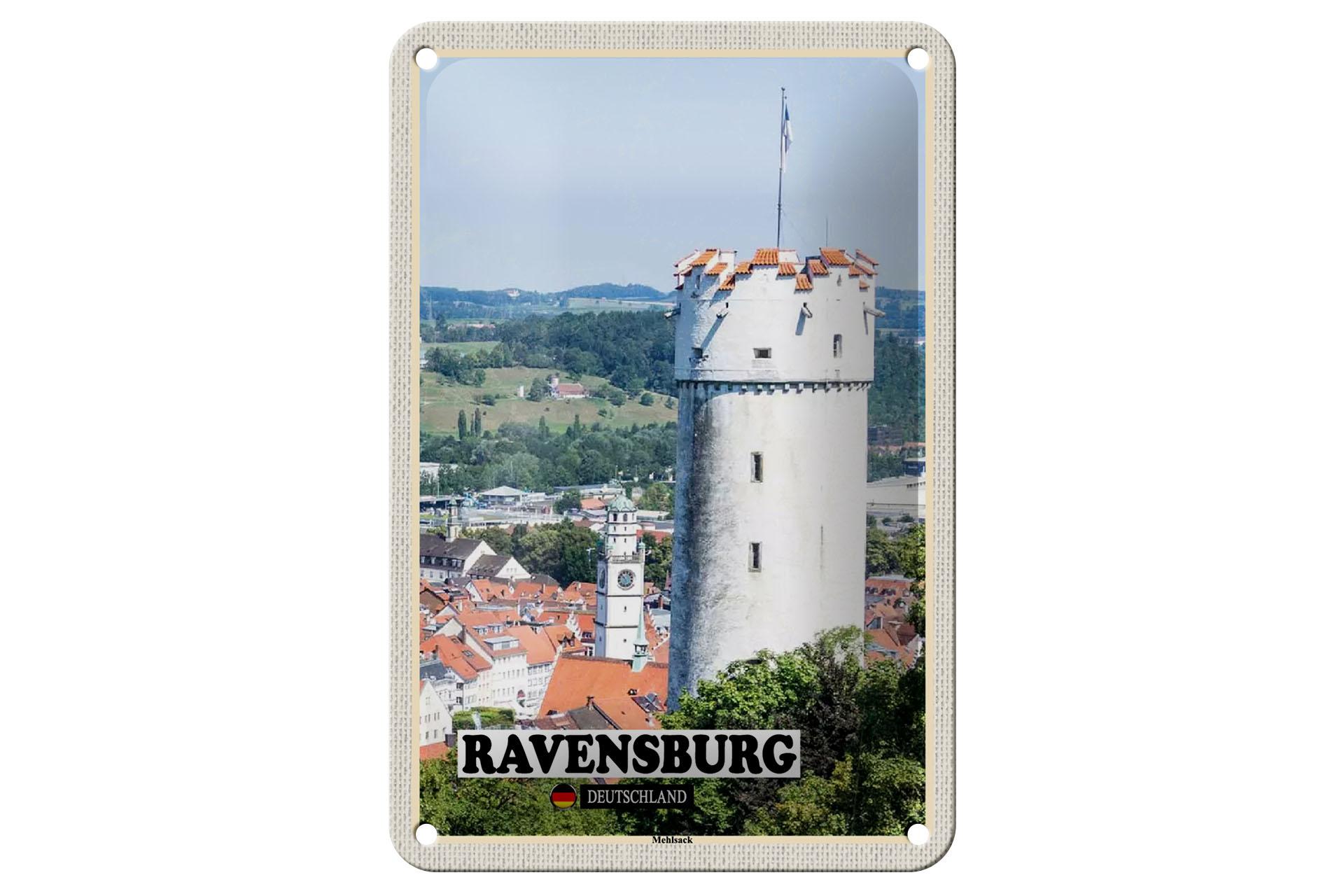 Blechschild Städte Ravensburg Mehlsack Architektur 12x18 cm Schild