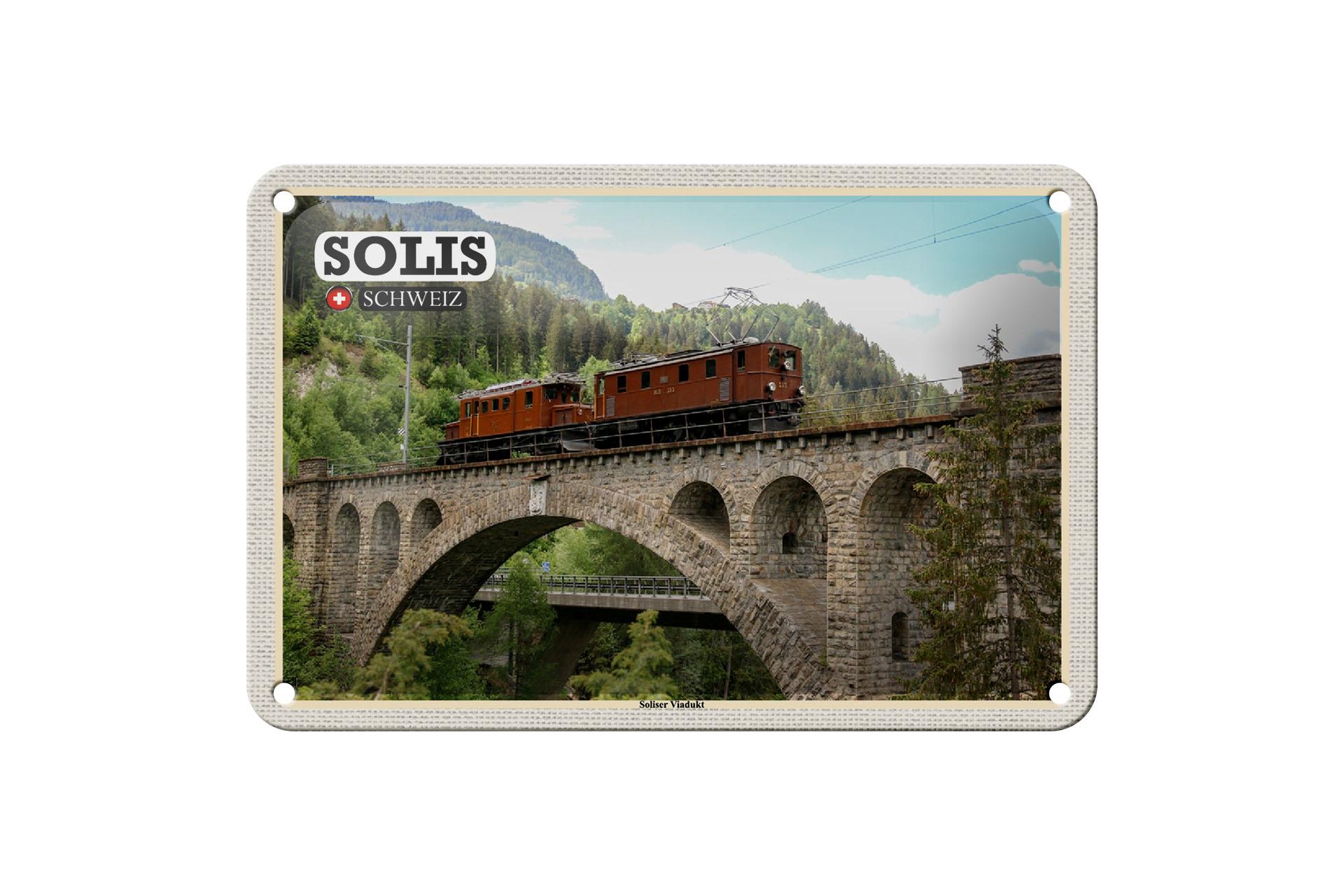 Blechschild Reise Solis Schweiz Soliser Viadukt Brücke 18x12 cm Schild