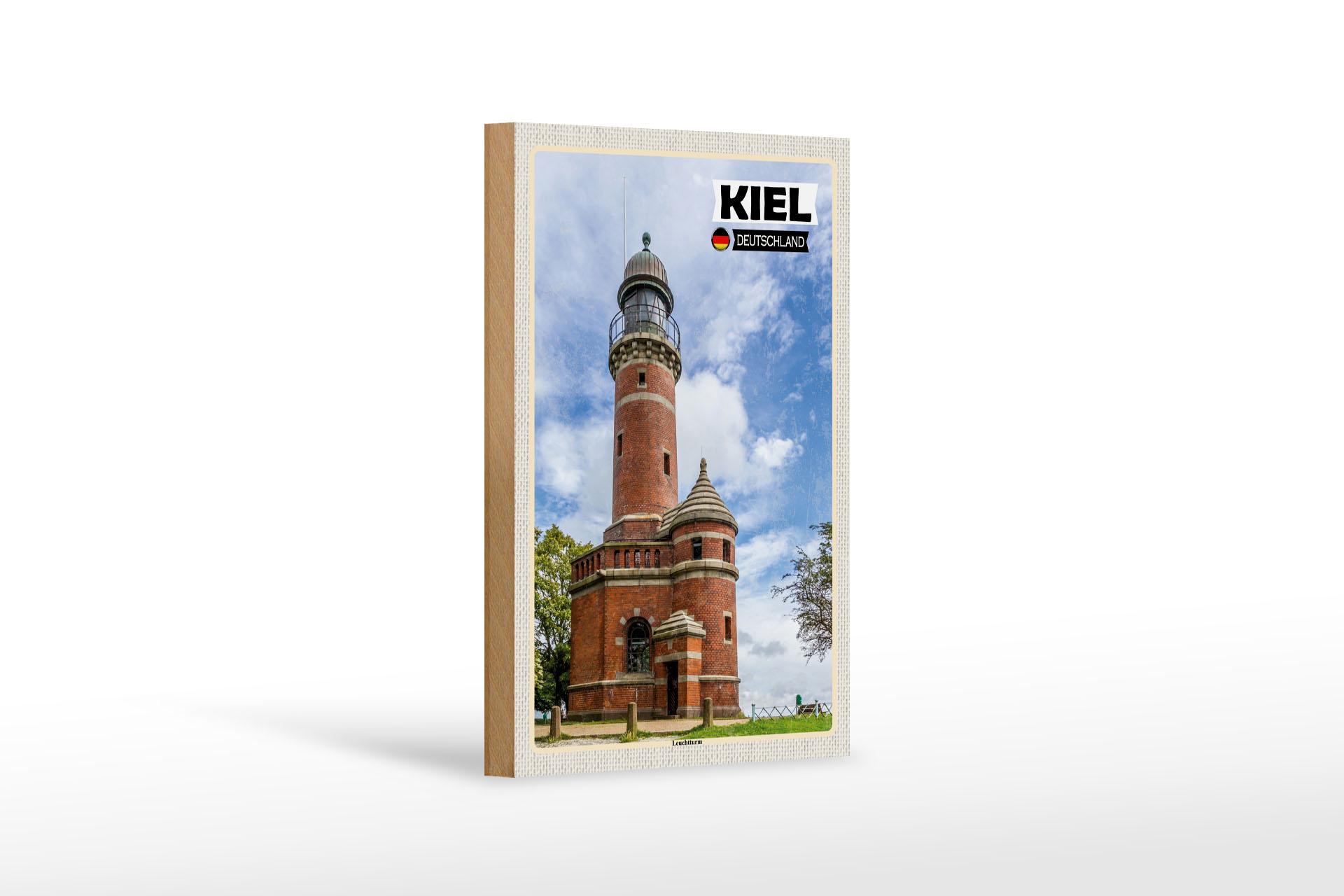 Holzschild Städte Kiel Leuchtturm Architektur Deko 12x18 cm Schild