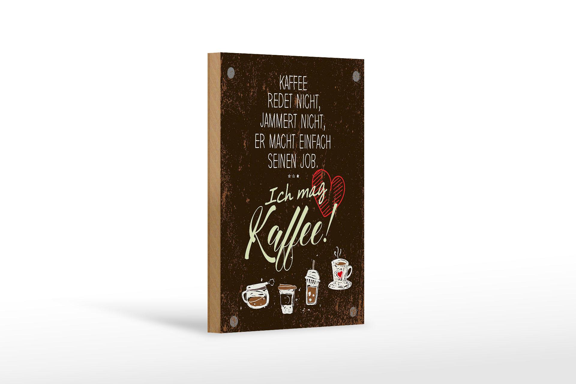 Holzschild Spruch ich mag Kaffee Herz 12x18 cm Geschenk Deko Schild