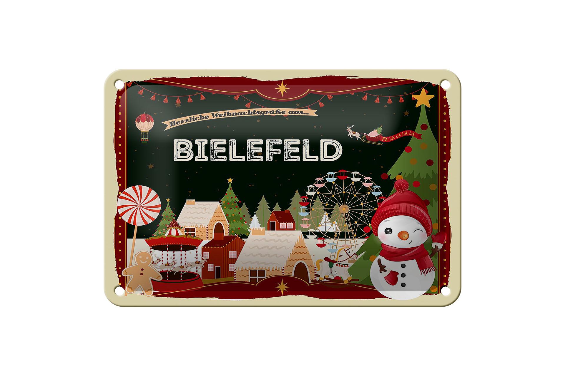 Blechschild Weihnachten Grüße BIELEFELD Geschenk Deko Schild  18x12 cm