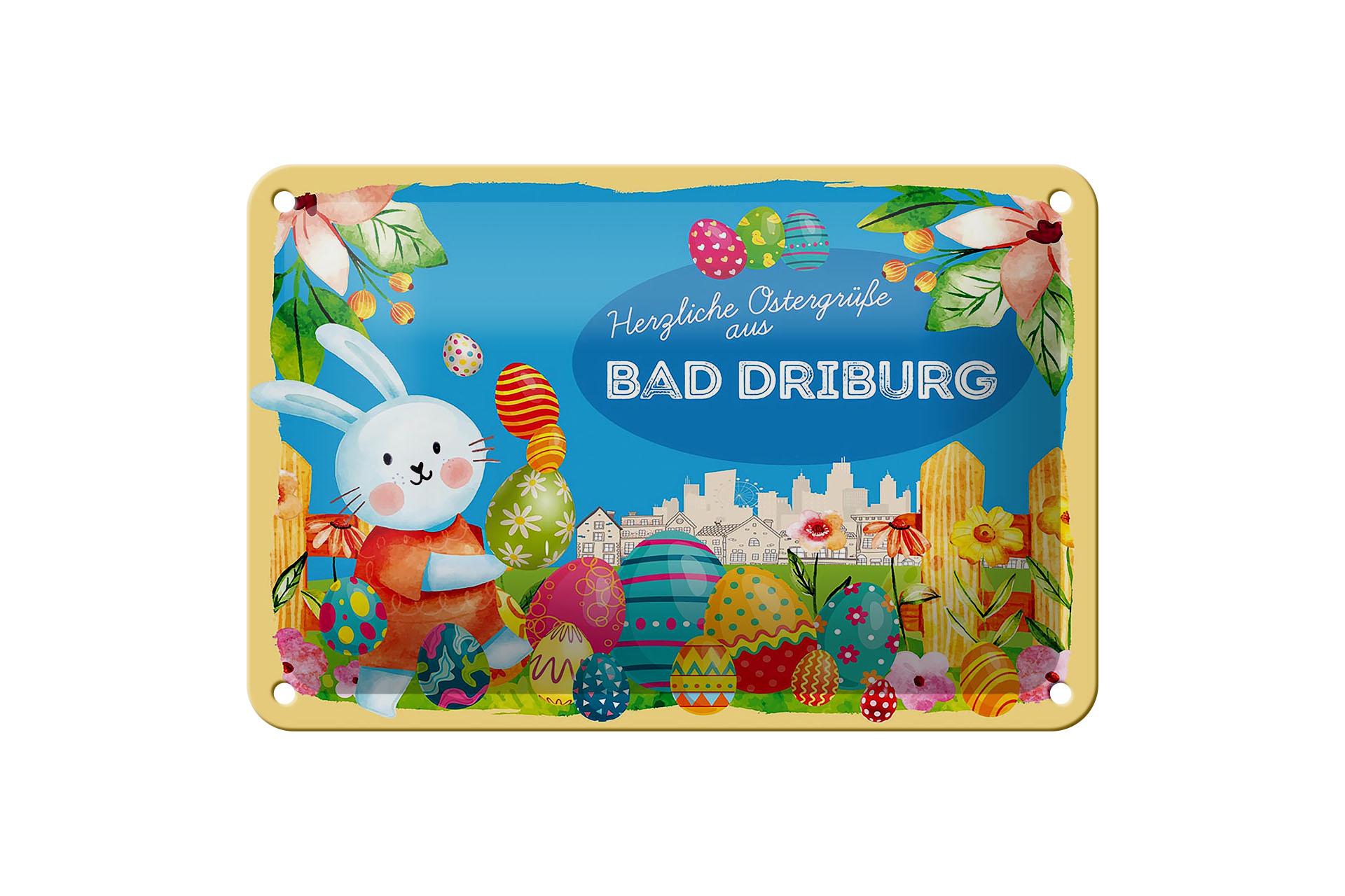 Blechschild Ostern Ostergrüße 18x12 cm BAD DRIBURG Geschenk