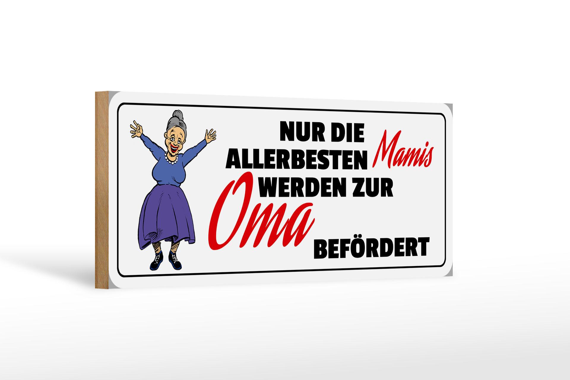 Holzschild Spruch 27x10 cm zur Oma befördert Holz Deko Schild wooden sign