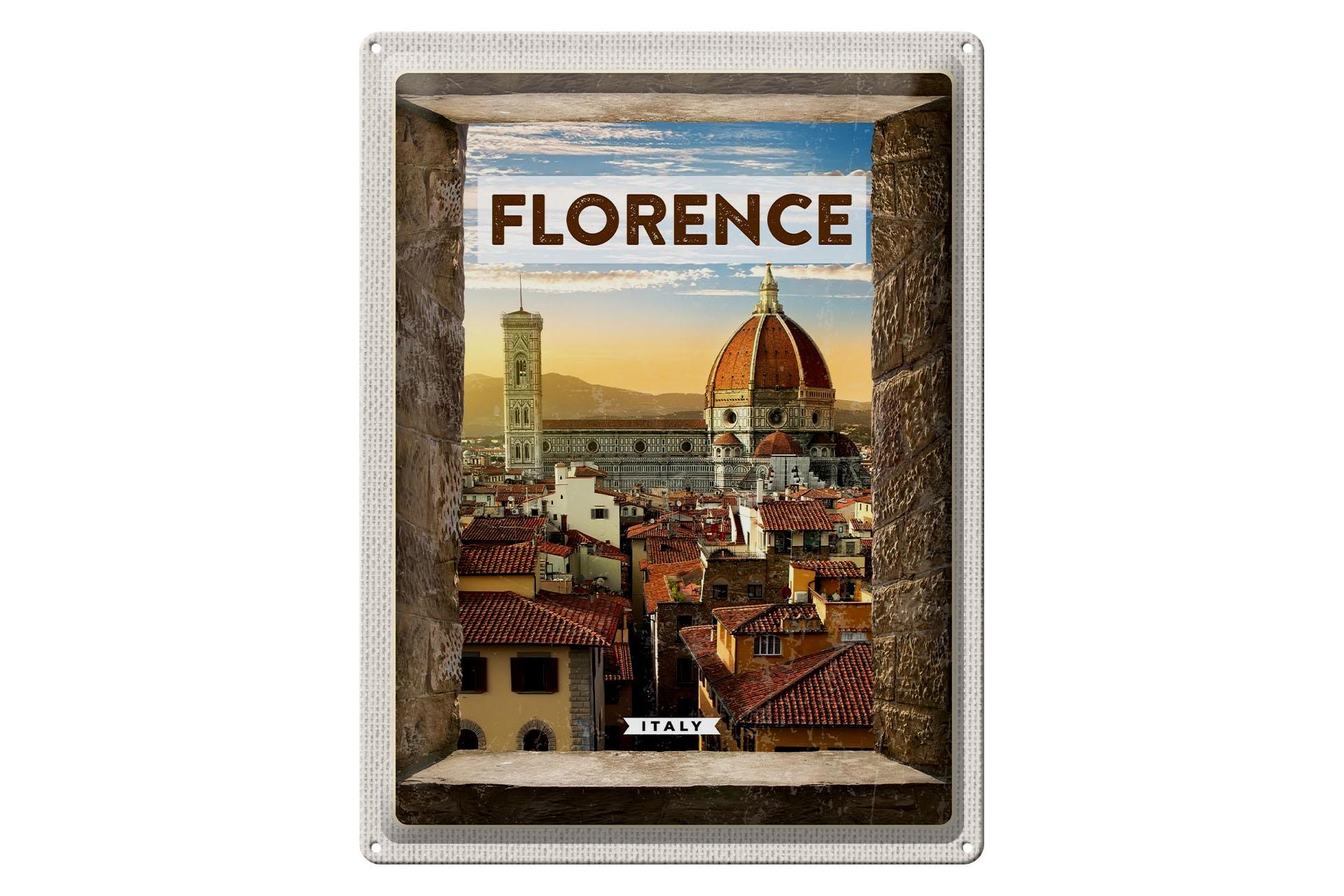 Blechschild Reise 30x40 cm Florence Italy italien Urlaub Toscana