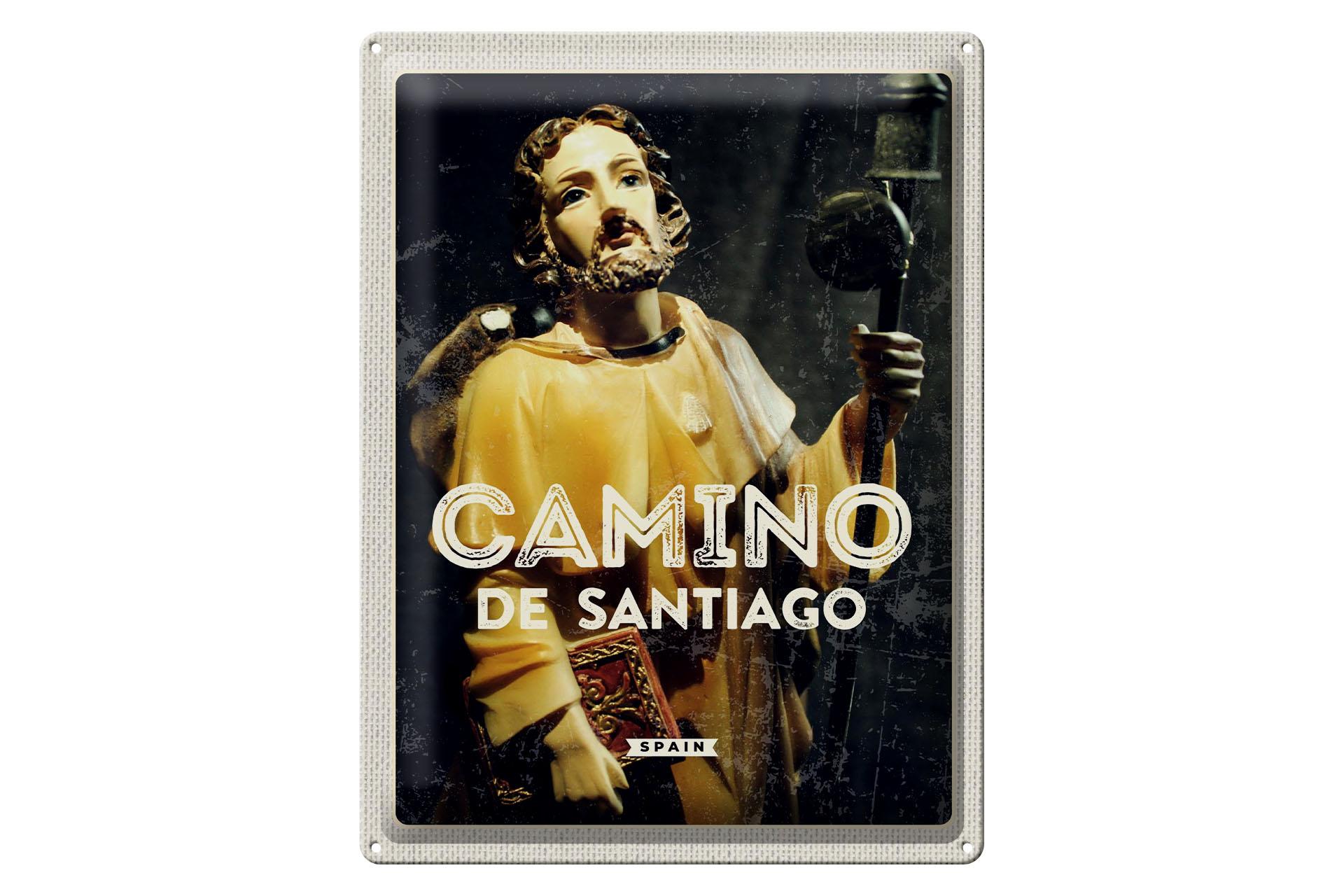 Blechschild Reise 30x40cm Retro Camino de Santiago Sculptur Deko