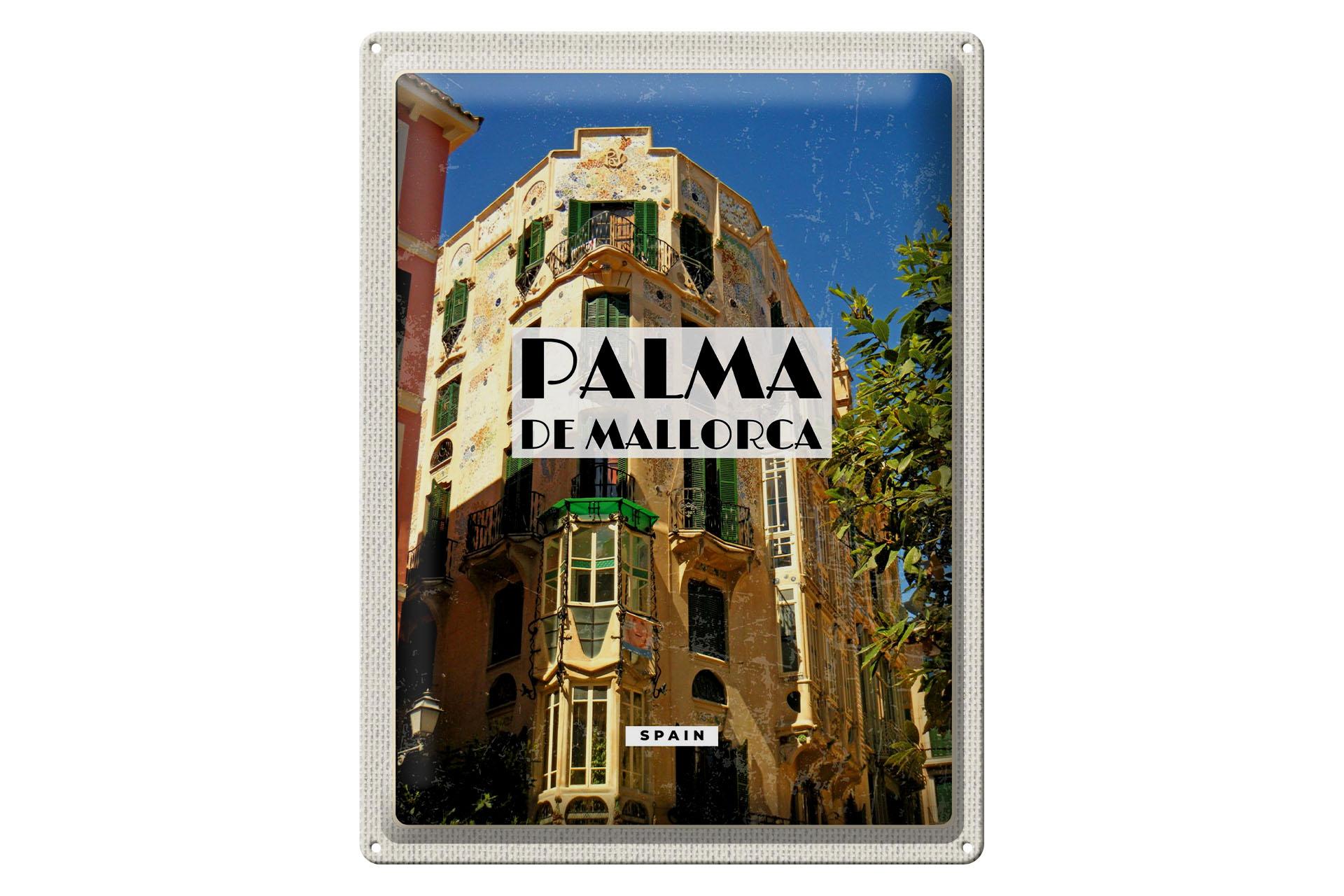 Blechschild Reise 30x40 cm Palma de Mallorca Spain Altstadt Deko