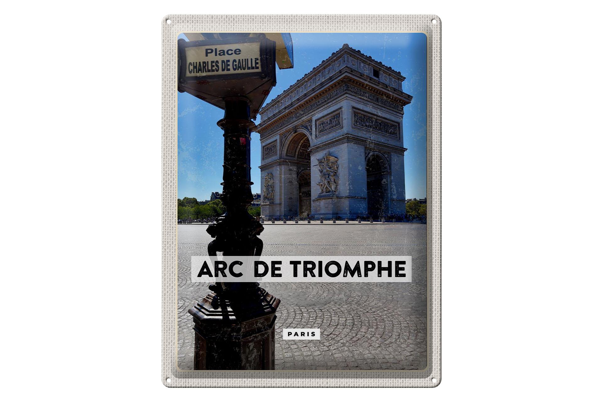 Blechschild Reise 30x40 cm Arc de Triomphe Paris Reiseziel Deko