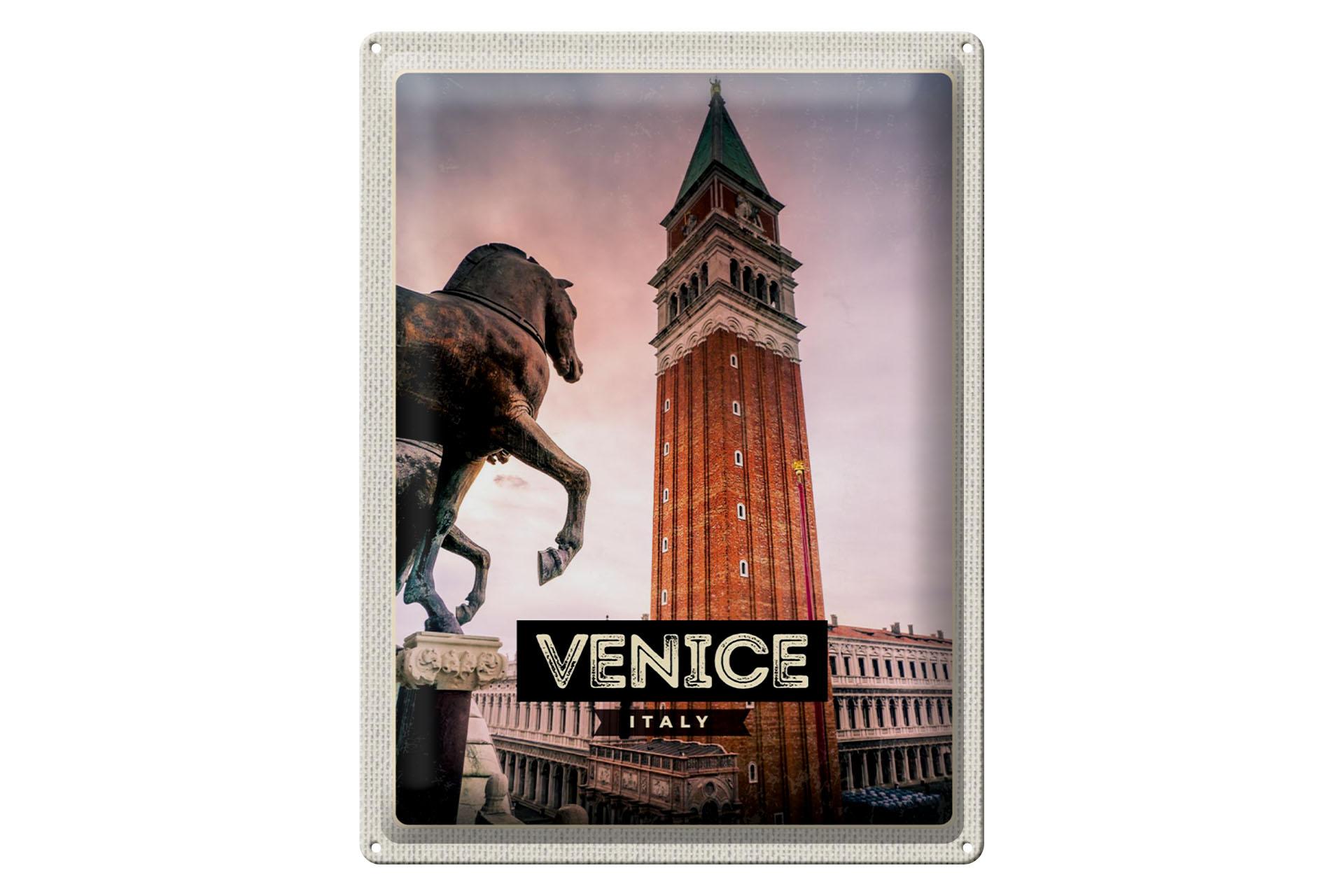 Blechschild Reise 30x40 cm Venice Italy Italien Pferd Geschenk