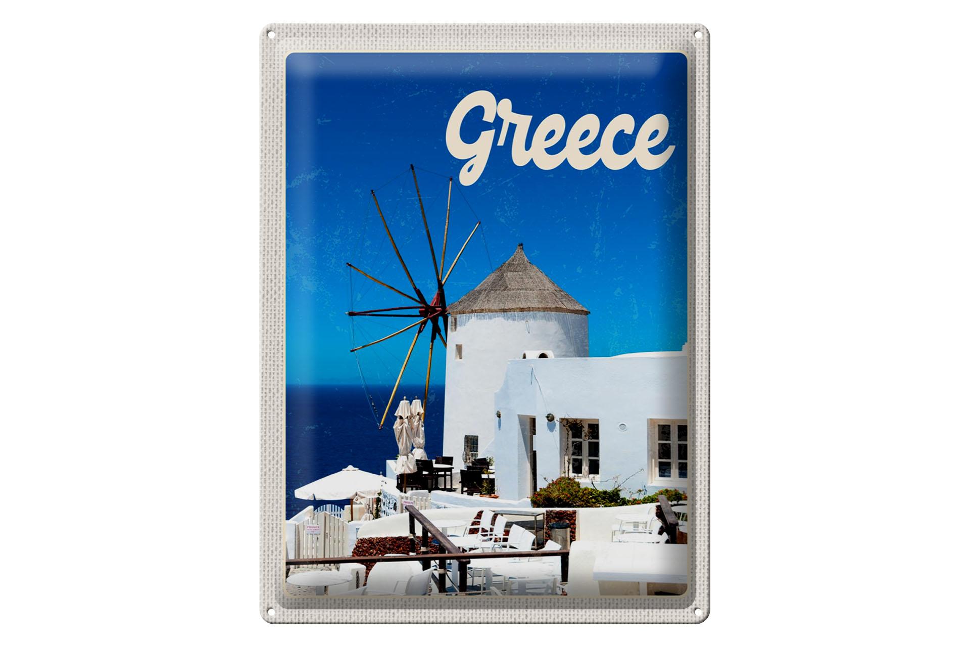 Blechschild Reise 30x40 cm Greece Griechenland weiße Häuser