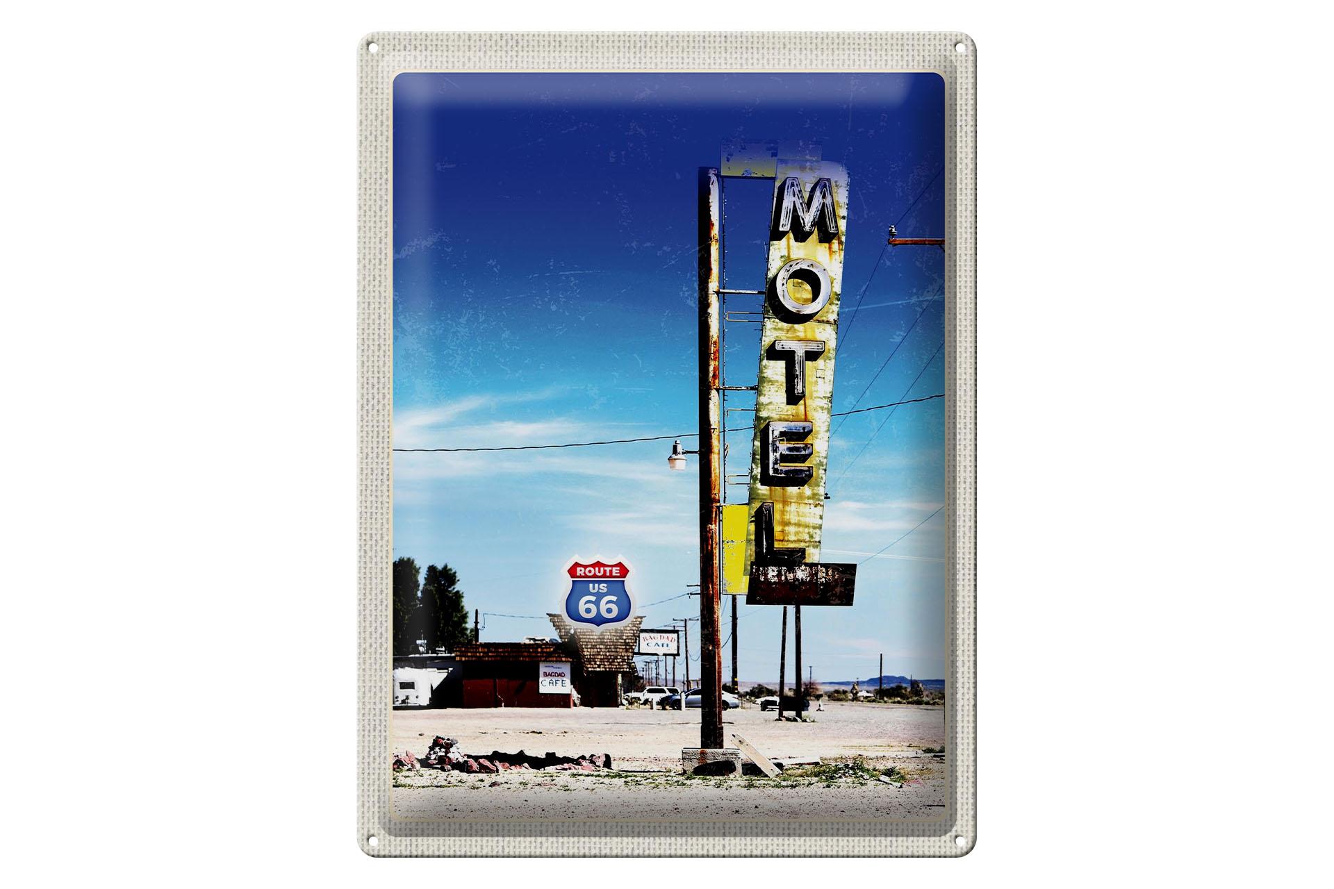 Blechschild Reise 30x40 cm Amerika USA Route 66 Motel Wüste