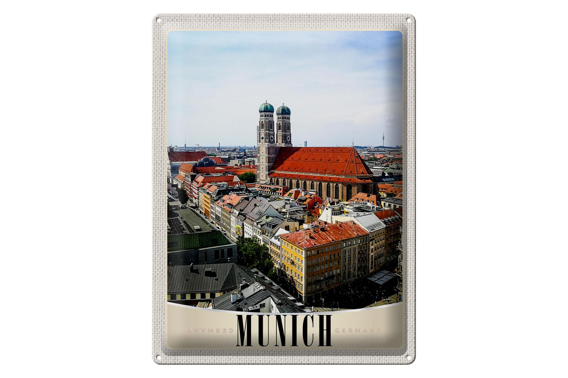 Blechschild Reise 30x40cm München Deutschland Stadt Kirche Stadt