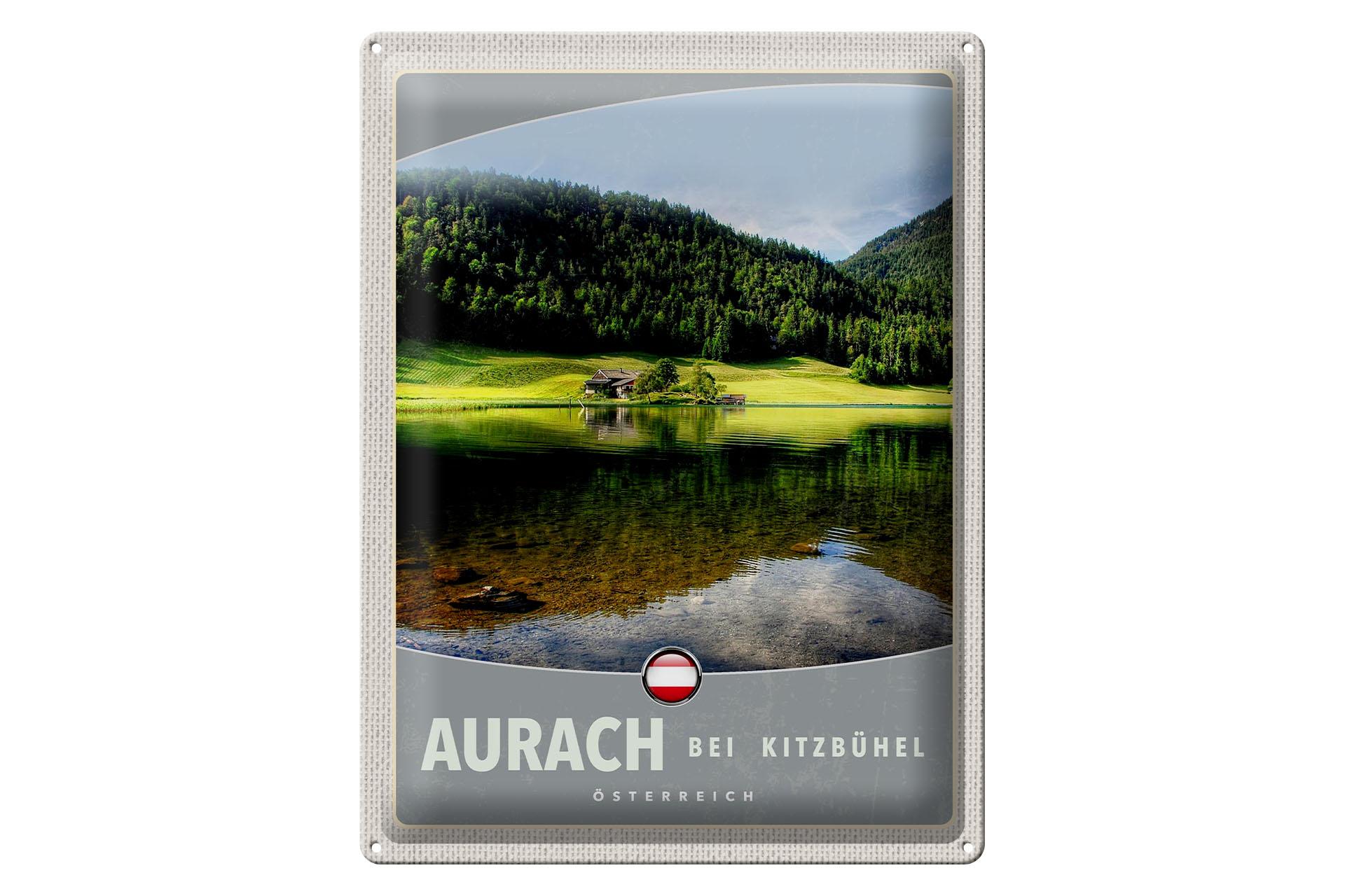 Blechschild Reise 30x40 cm Aurach bei Kitzbühel Natur Wälder