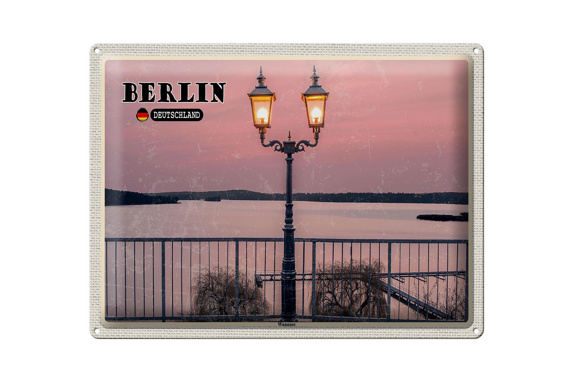 Blechschild Städte Berlin Hauptstadt Wannsee Deko 40x30 cm