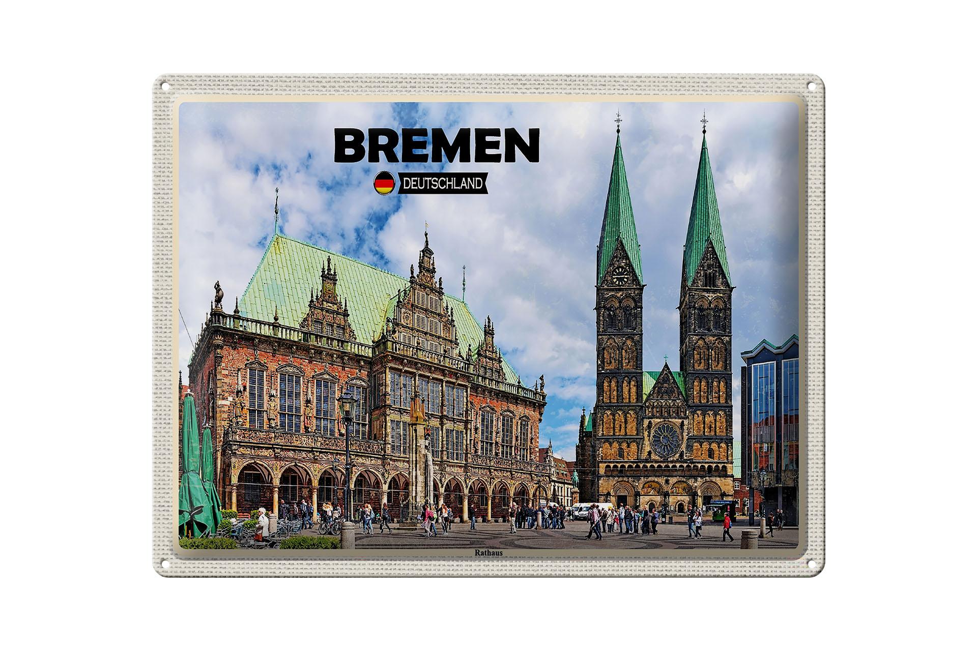 Blechschild Städte Bremen Deutschland Rathaus Deko 40x30 cm